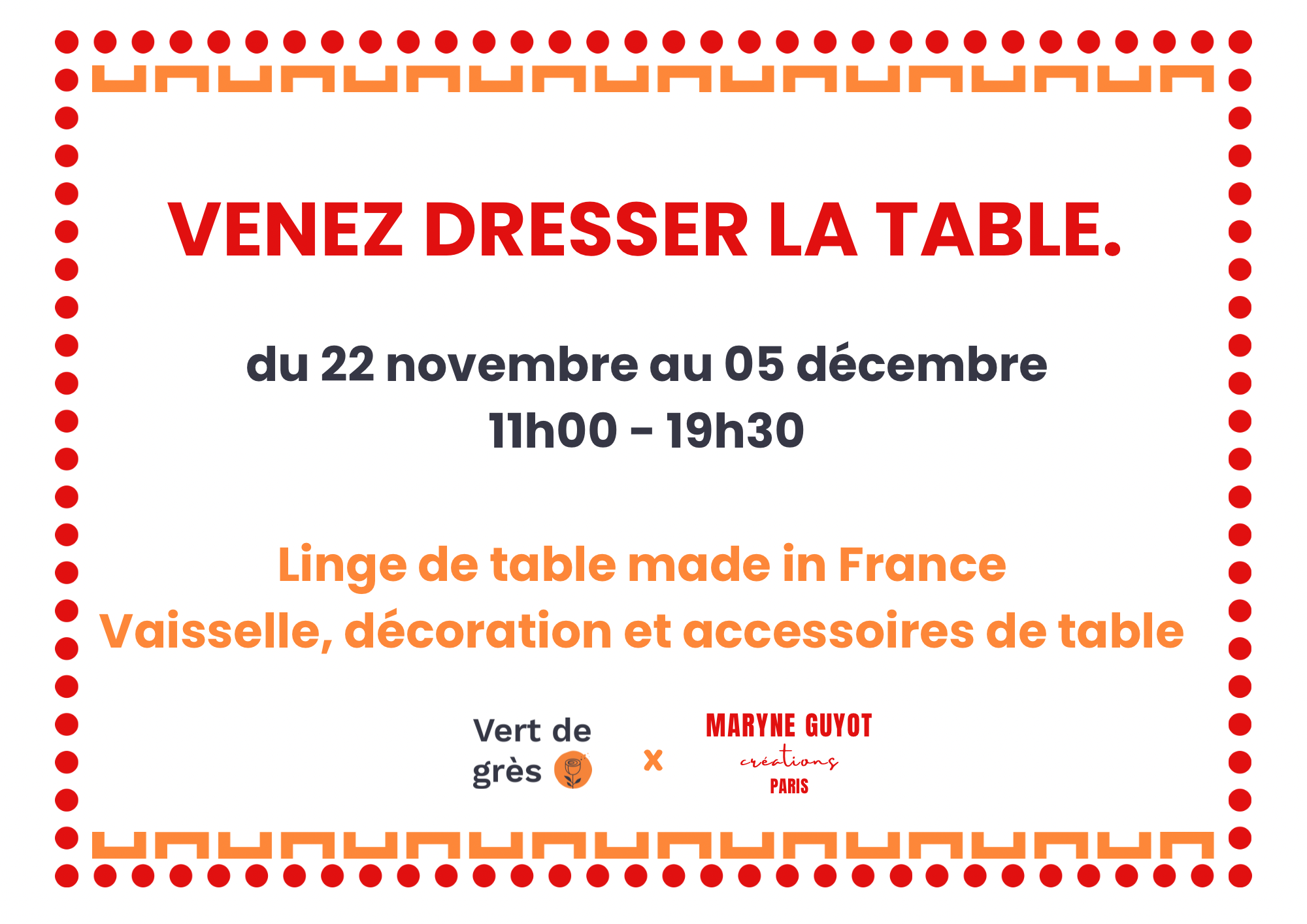 Notre retour en boutique du 22 novembre au 5 décembre 2022