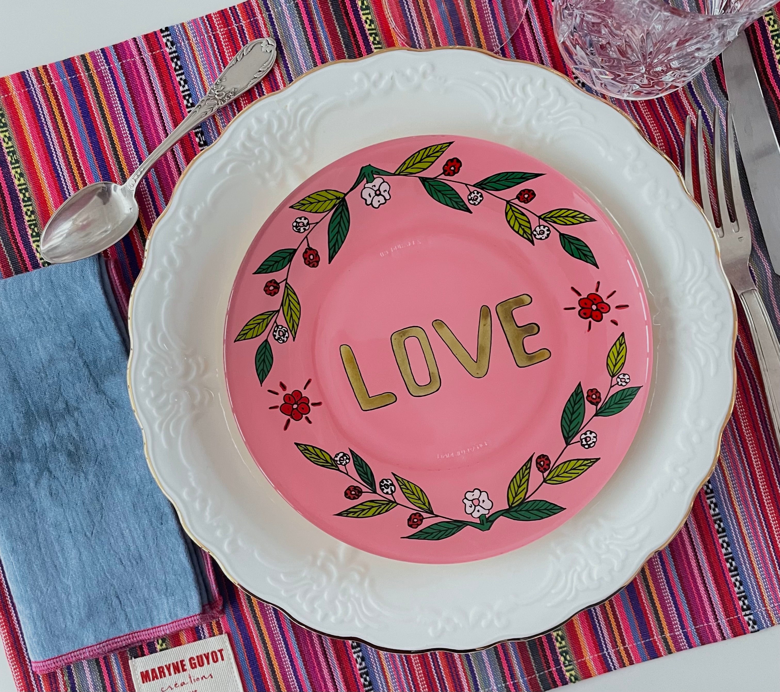 Table saint valentin rose et bleu