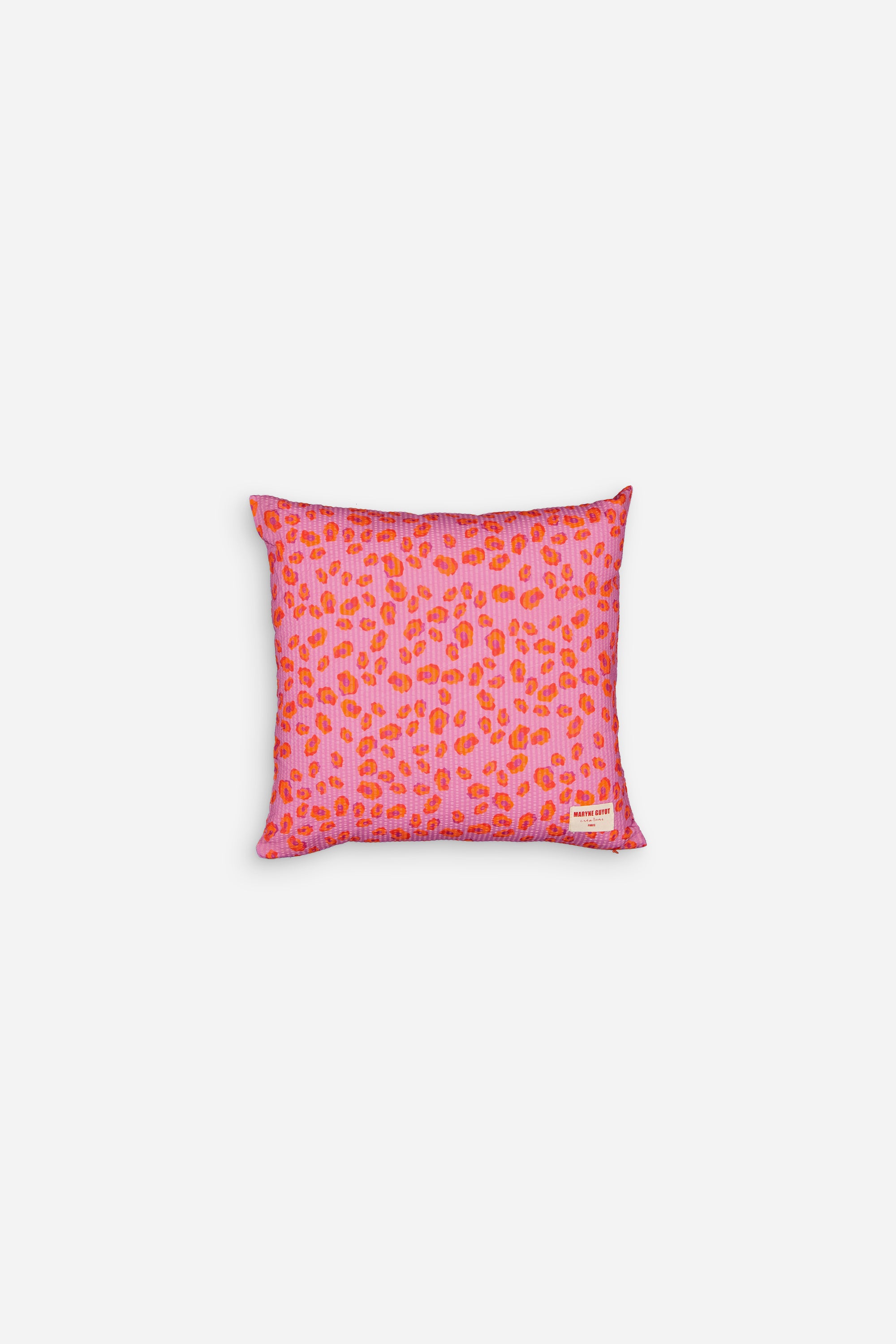 Coussin motif iconique léopard rose, violet et orange - Colette