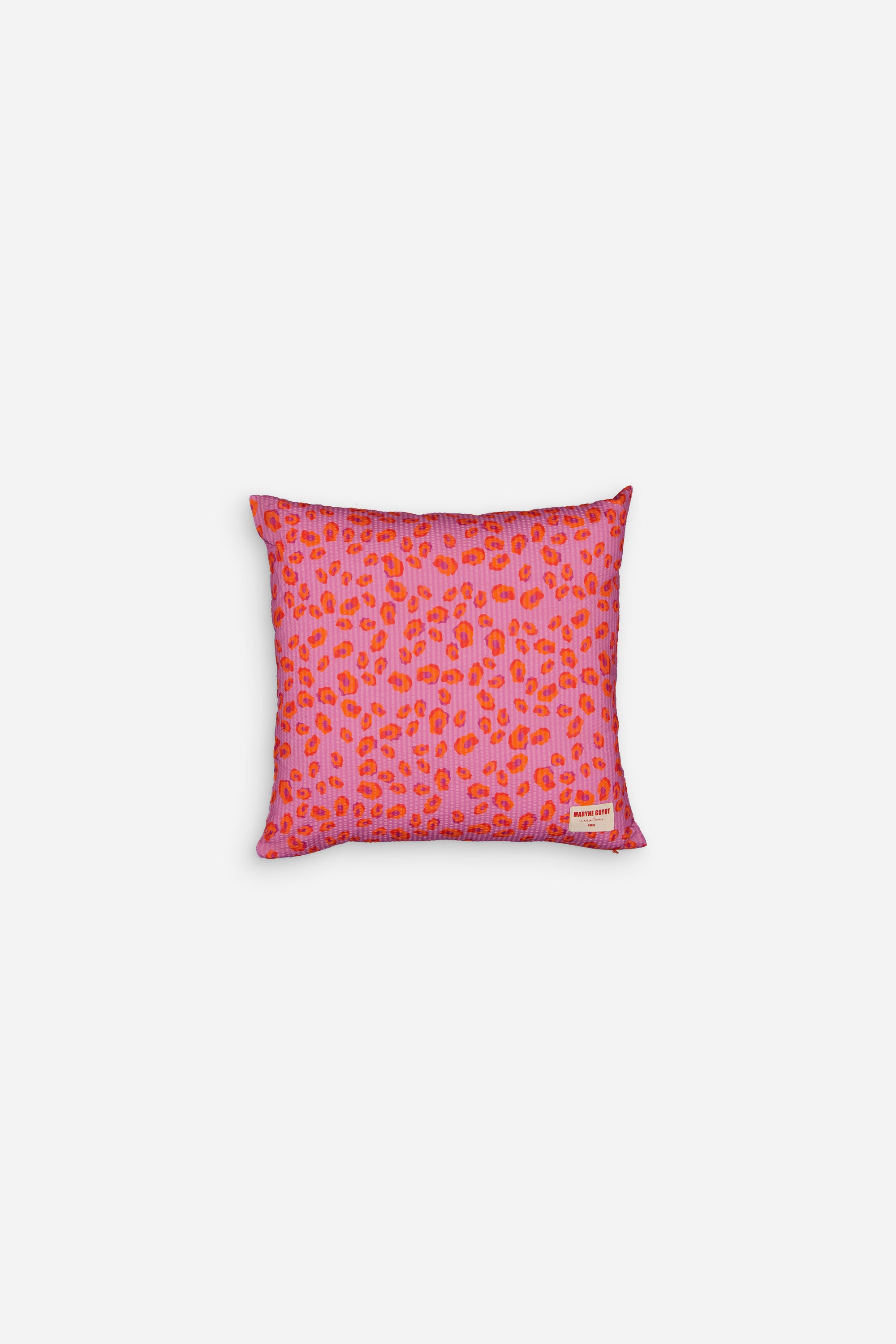 Coussin motif iconique léopard rose, violet et orange - Colette