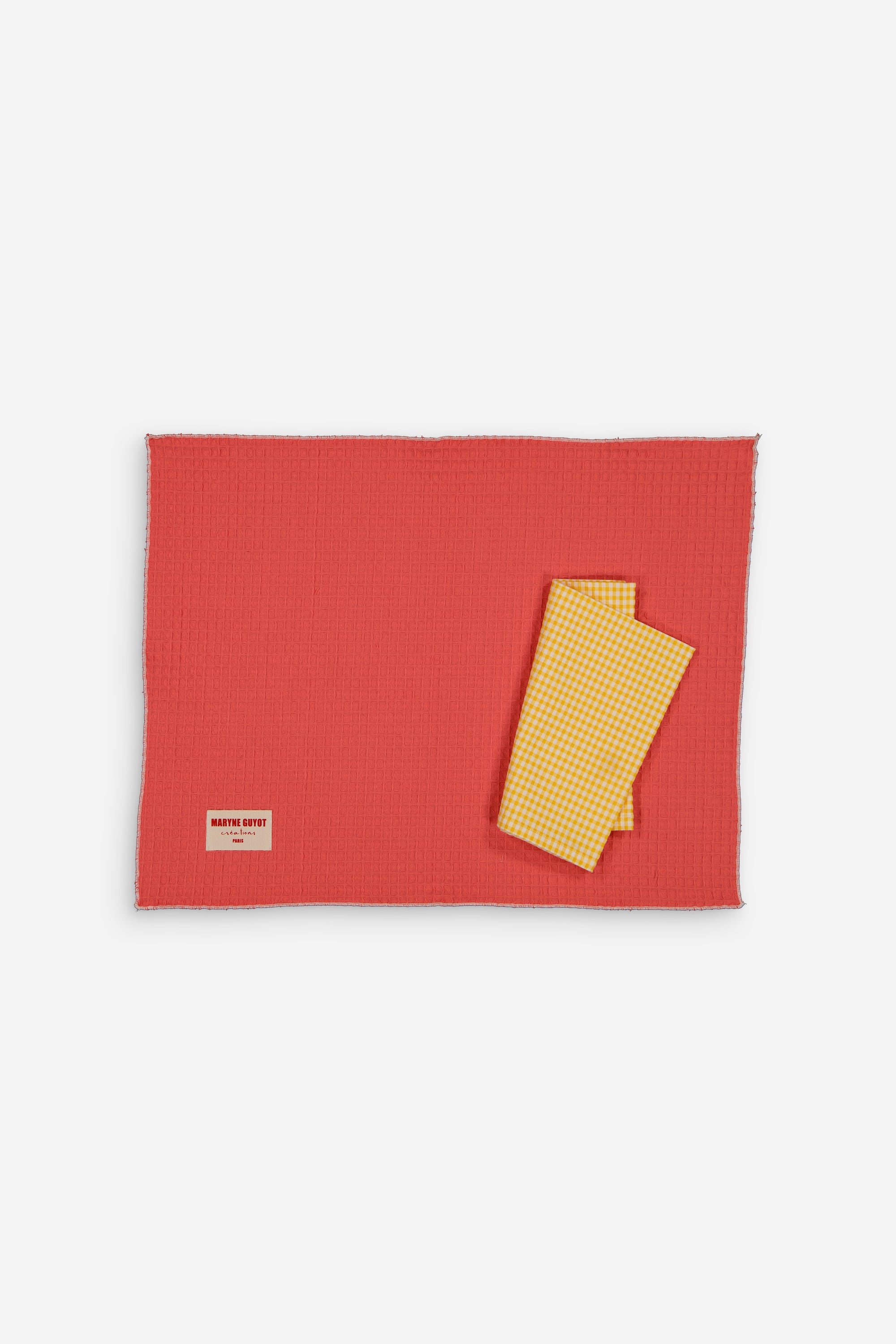 Lot de 4 sets de table uni texturé - Gaufre corail