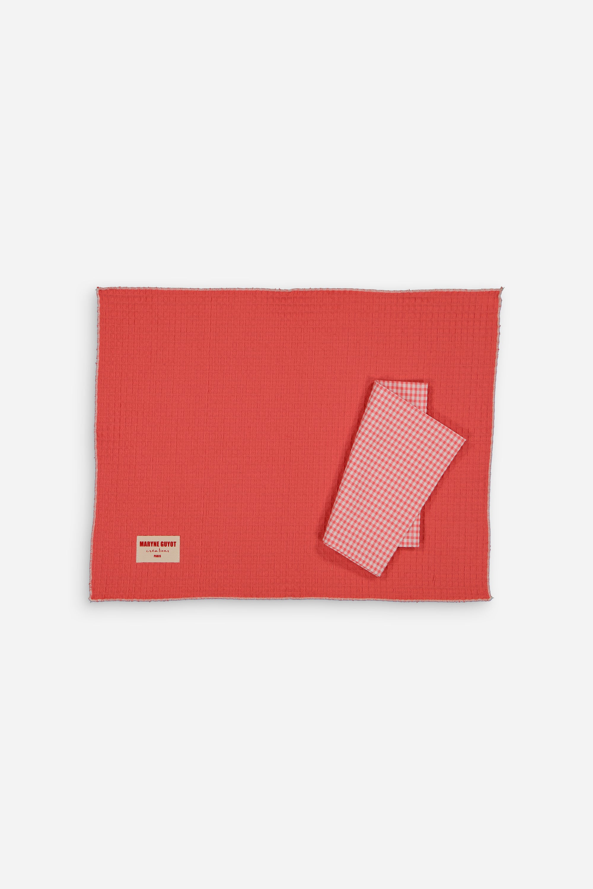 Lot de 4 sets de table uni texturé - Gaufre corail