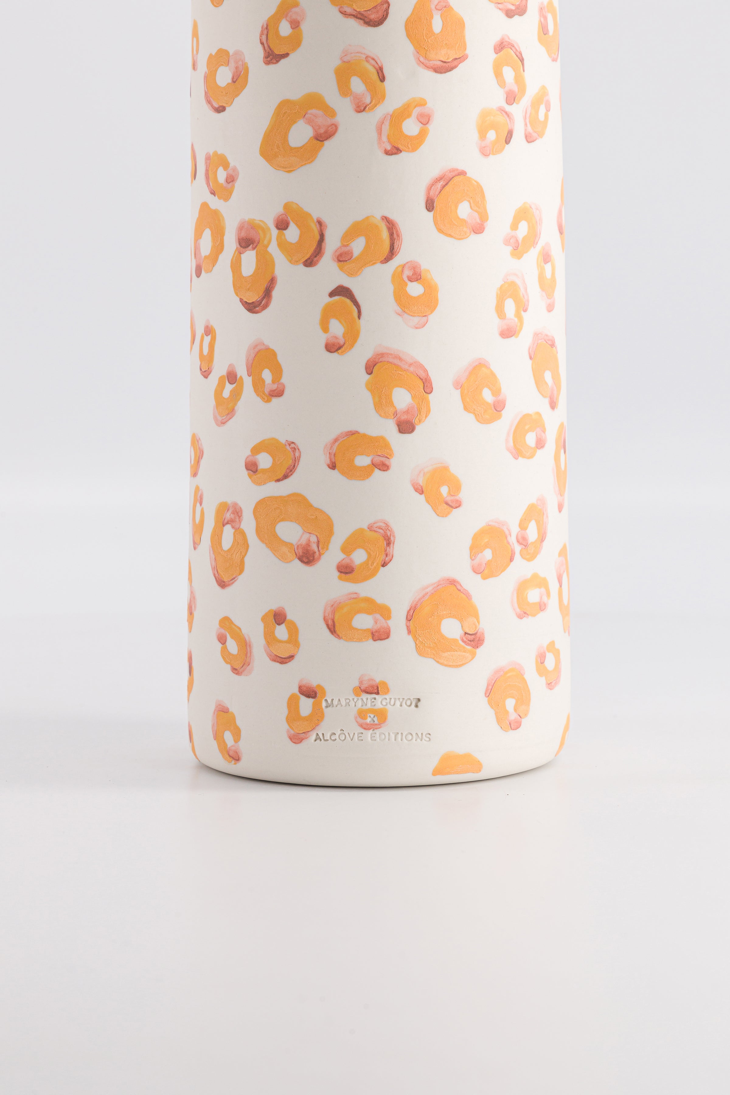 Vase haut motif léopard jaune et rose - ALMA