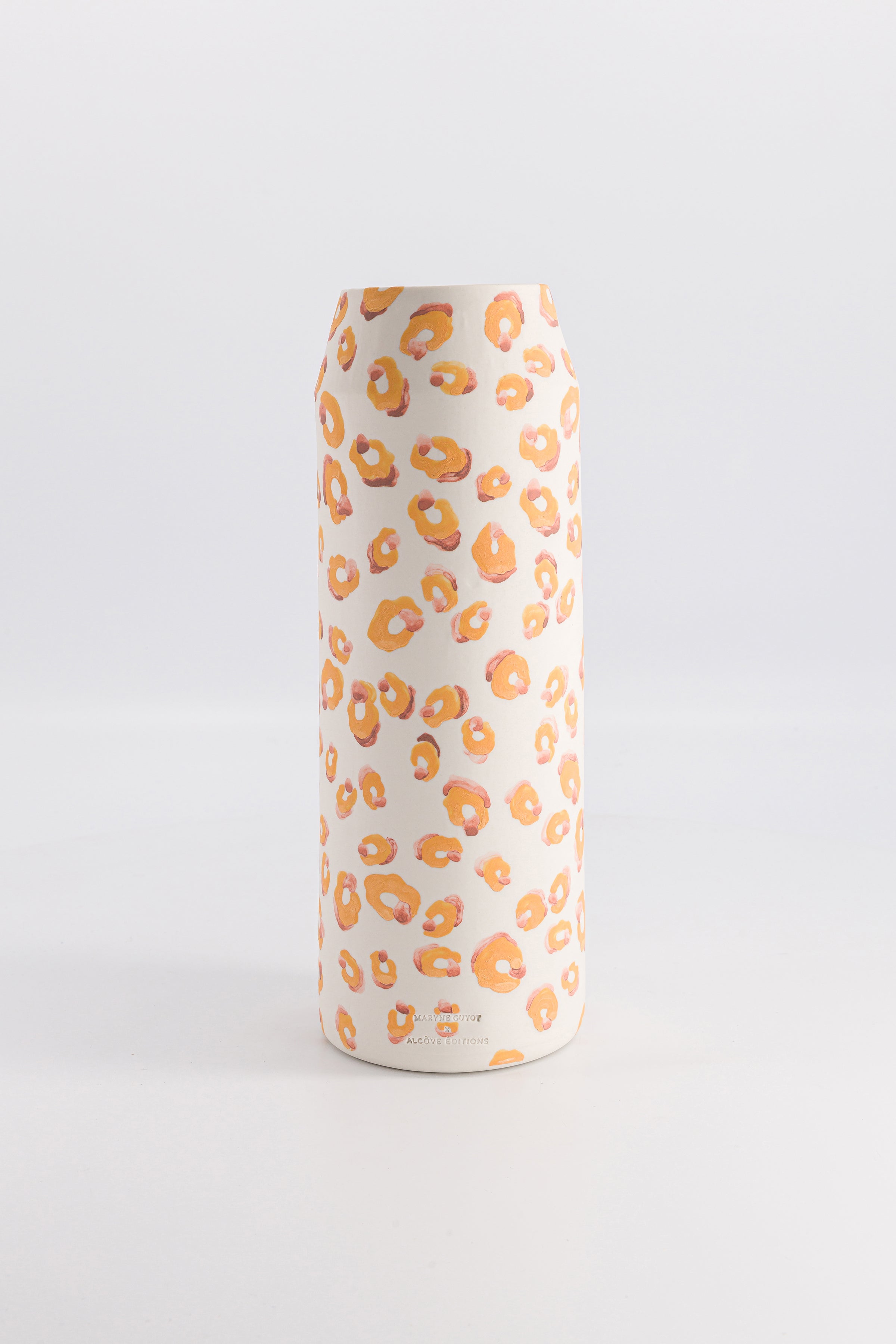 Vase haut motif léopard jaune et rose - ALMA