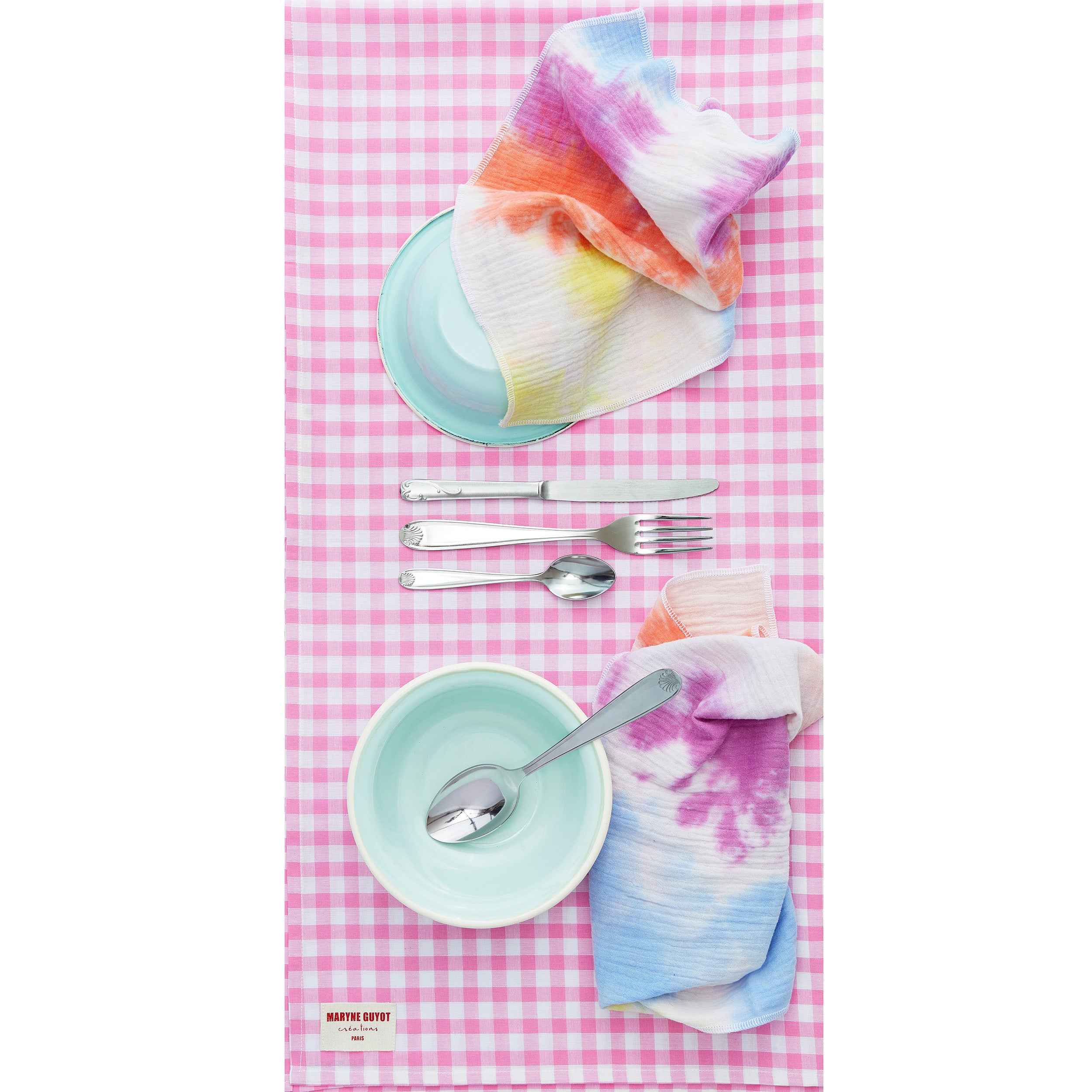 Pochette pique-nique 2 personnes - Rose Vichy & Tie and Die