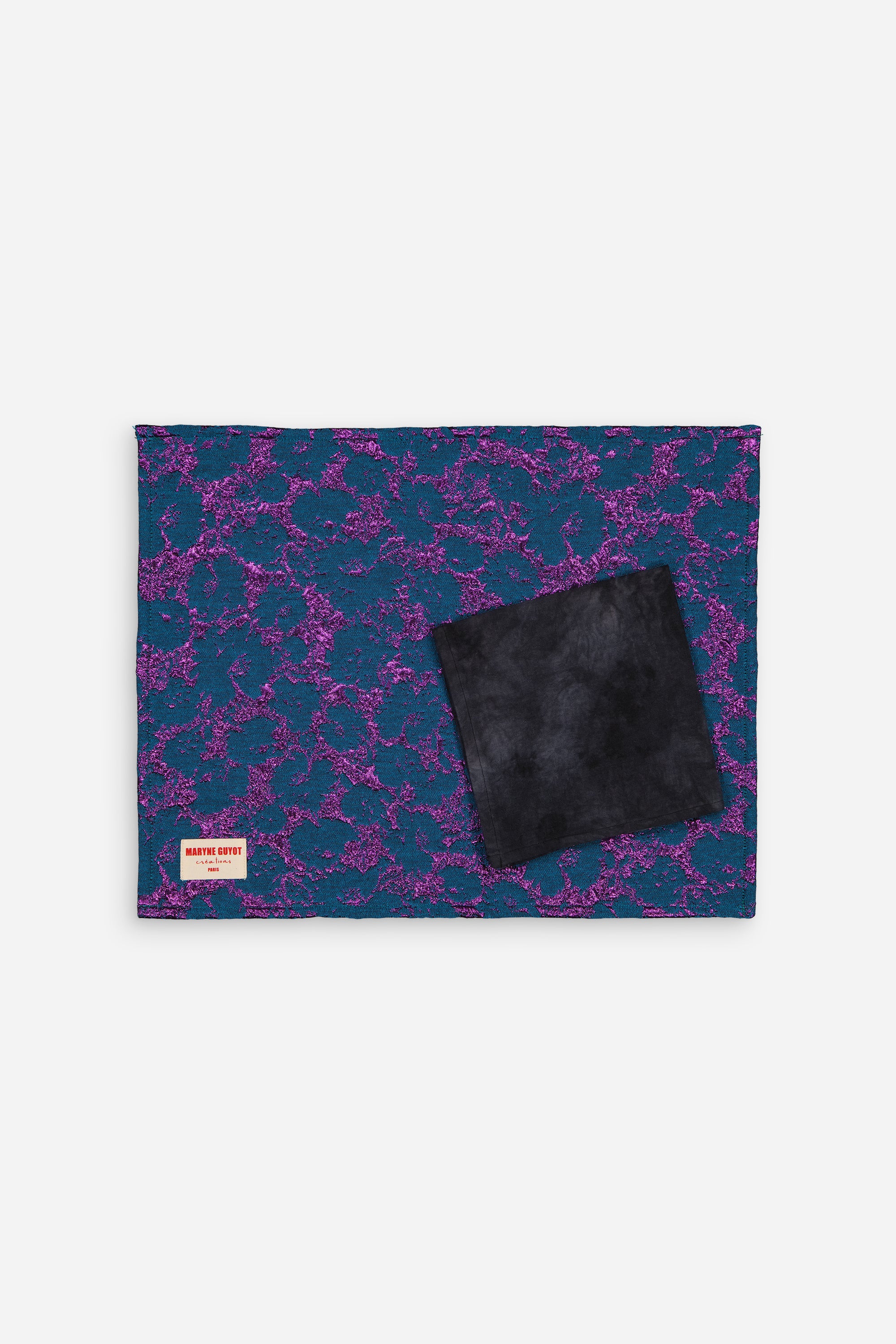 Set de table motif fleuri bleu électrique et violet Cosmic Bleu - Lot de 2