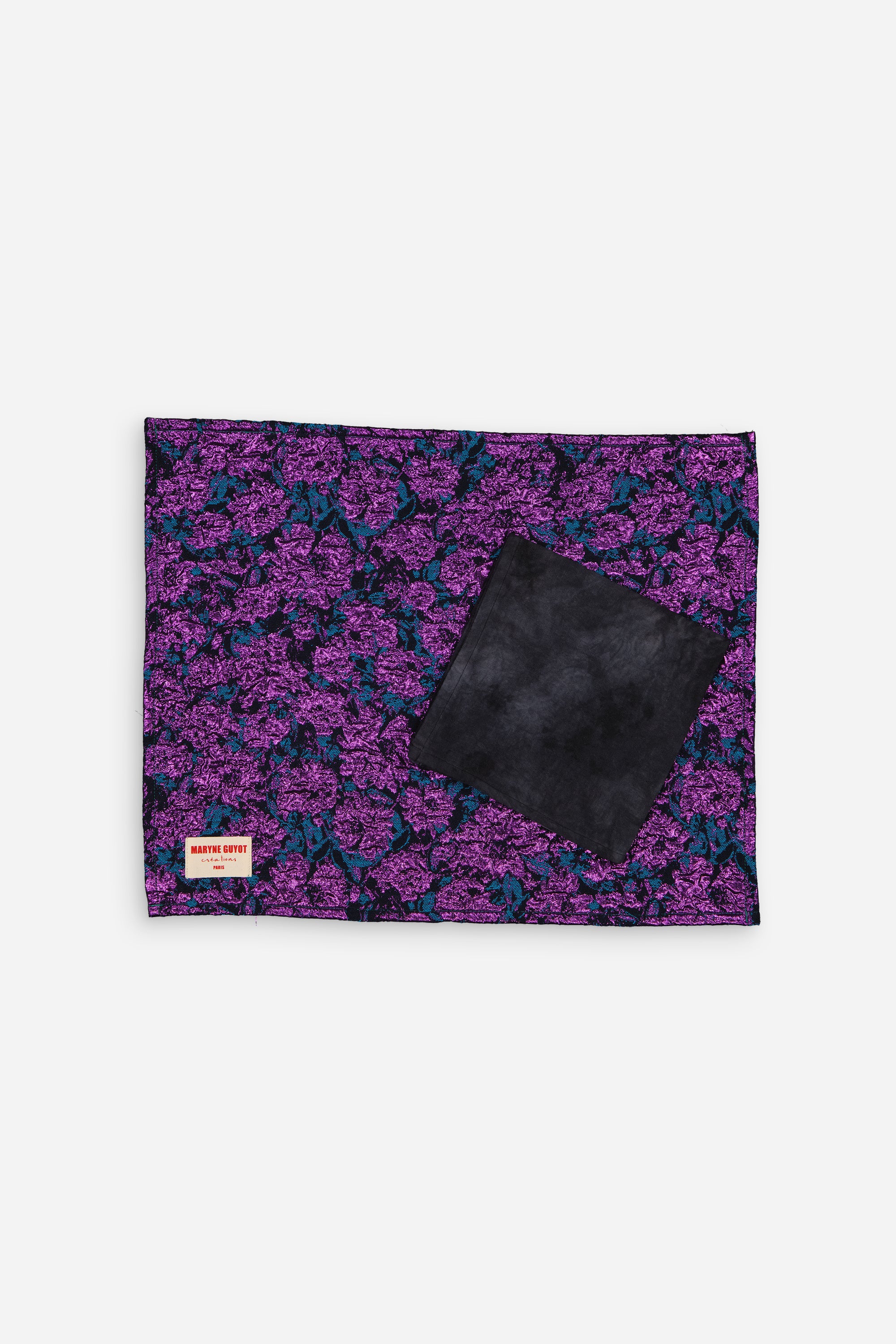 Set de table motif fleuri bleu électrique et violet Cosmic Purple - Lot de 2