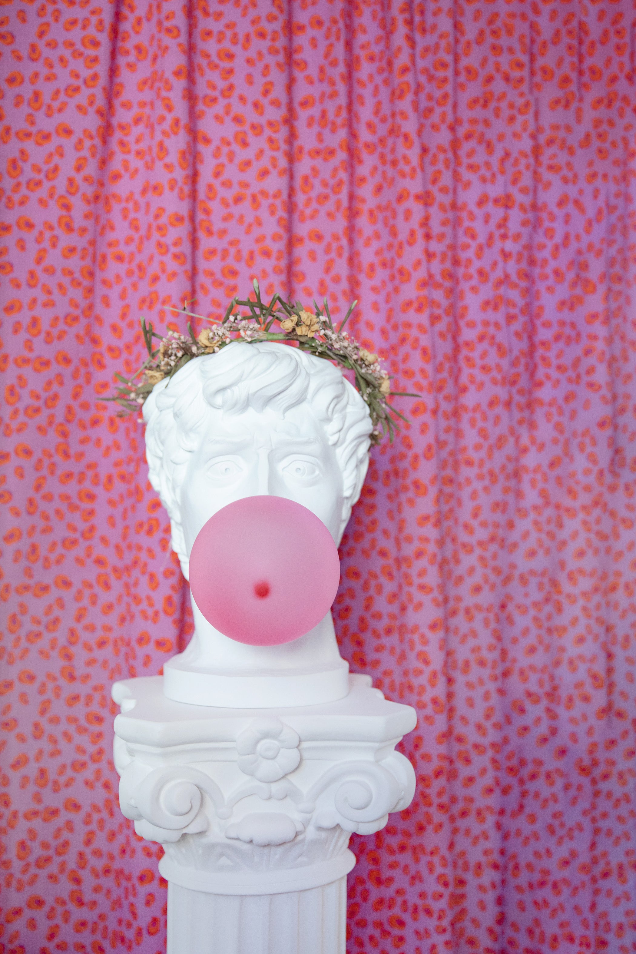 Rideau imprimé motif iconique léopard rose, violet et orange - LOUISE