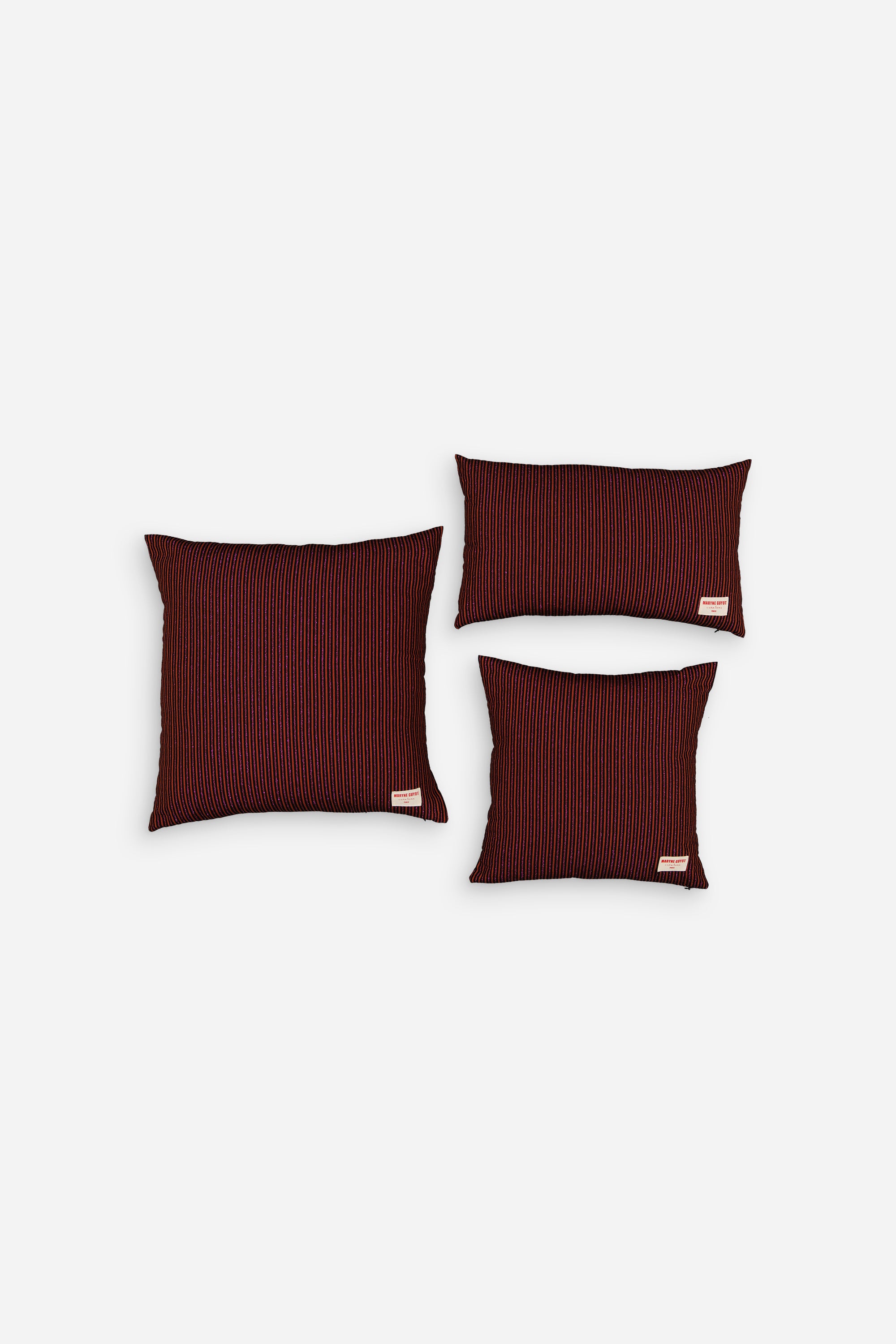 Coussin rouille et lignes irisées rose - ARMAND