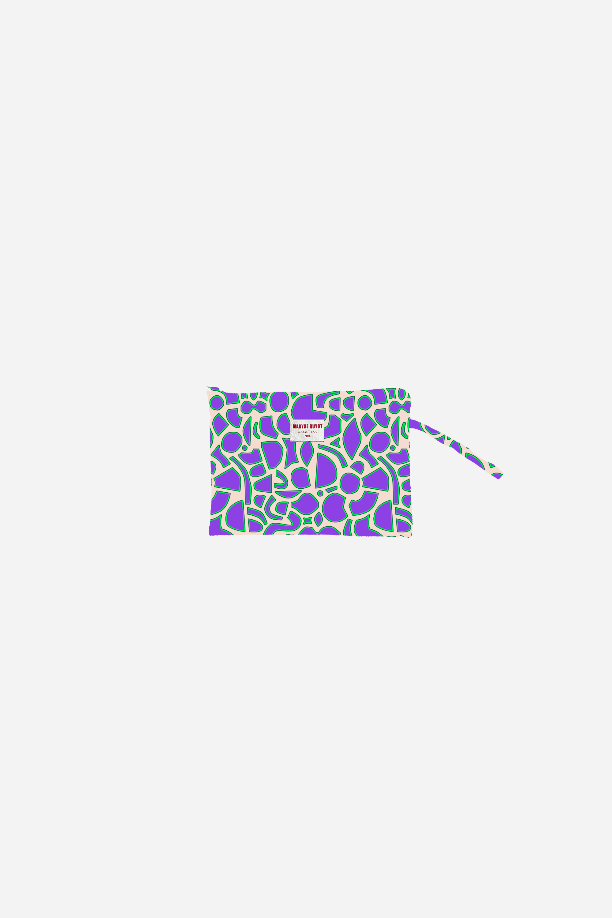 Trousse plate motif spiral violet et green