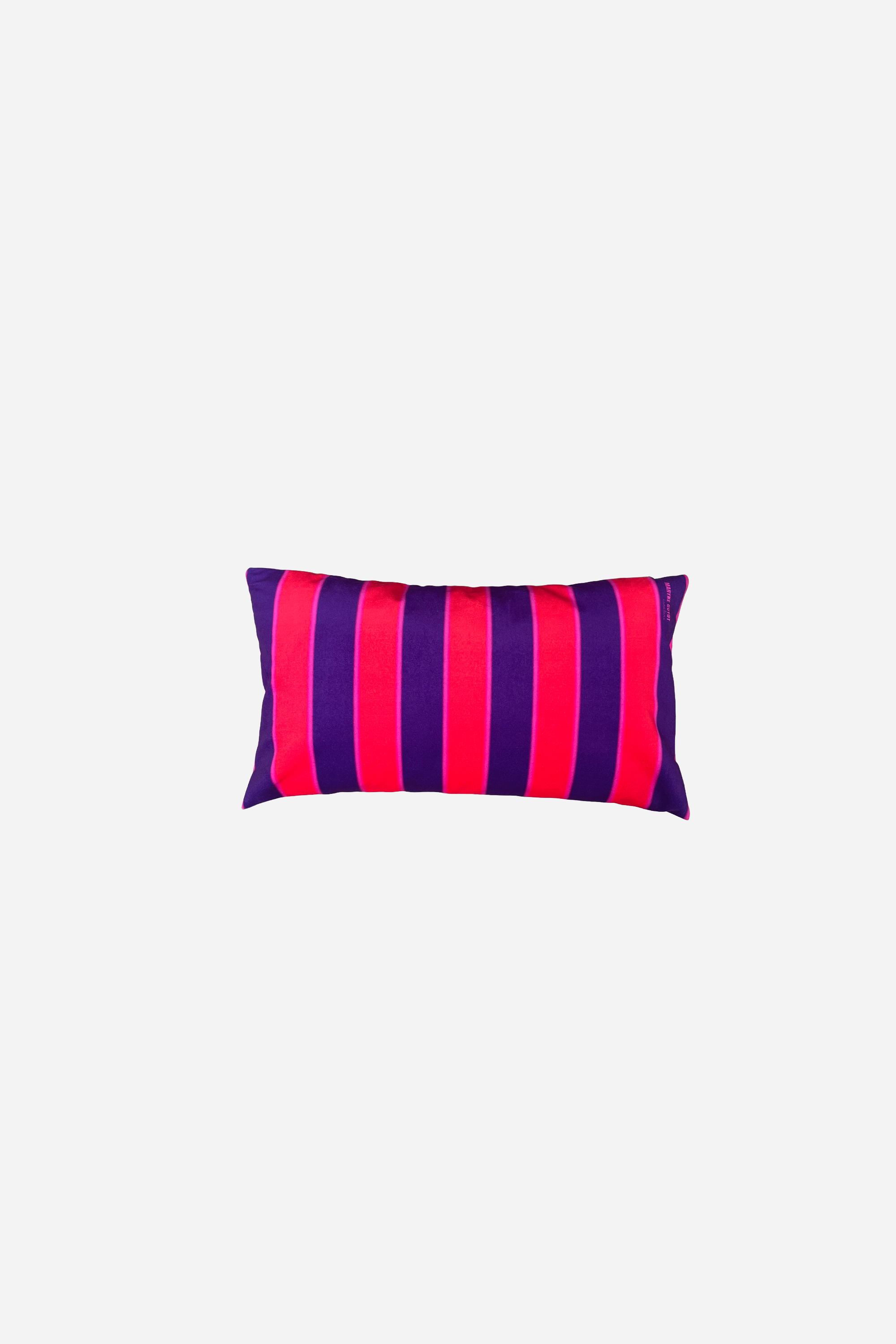 Paul - Coussin velours rayé violet et fuchsia
