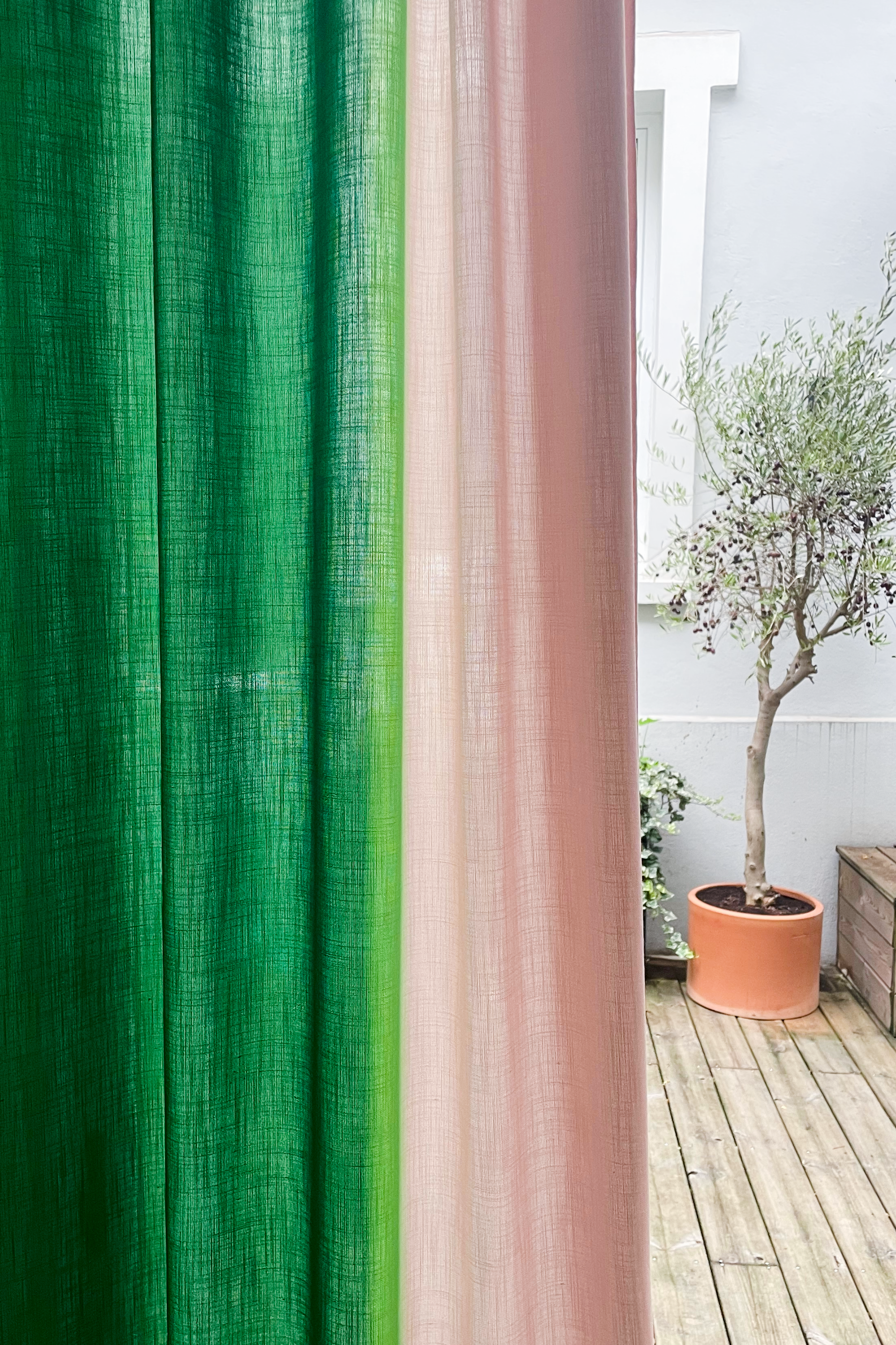 Rideau imprimé motif Gradient vert gauche - ARMANCE