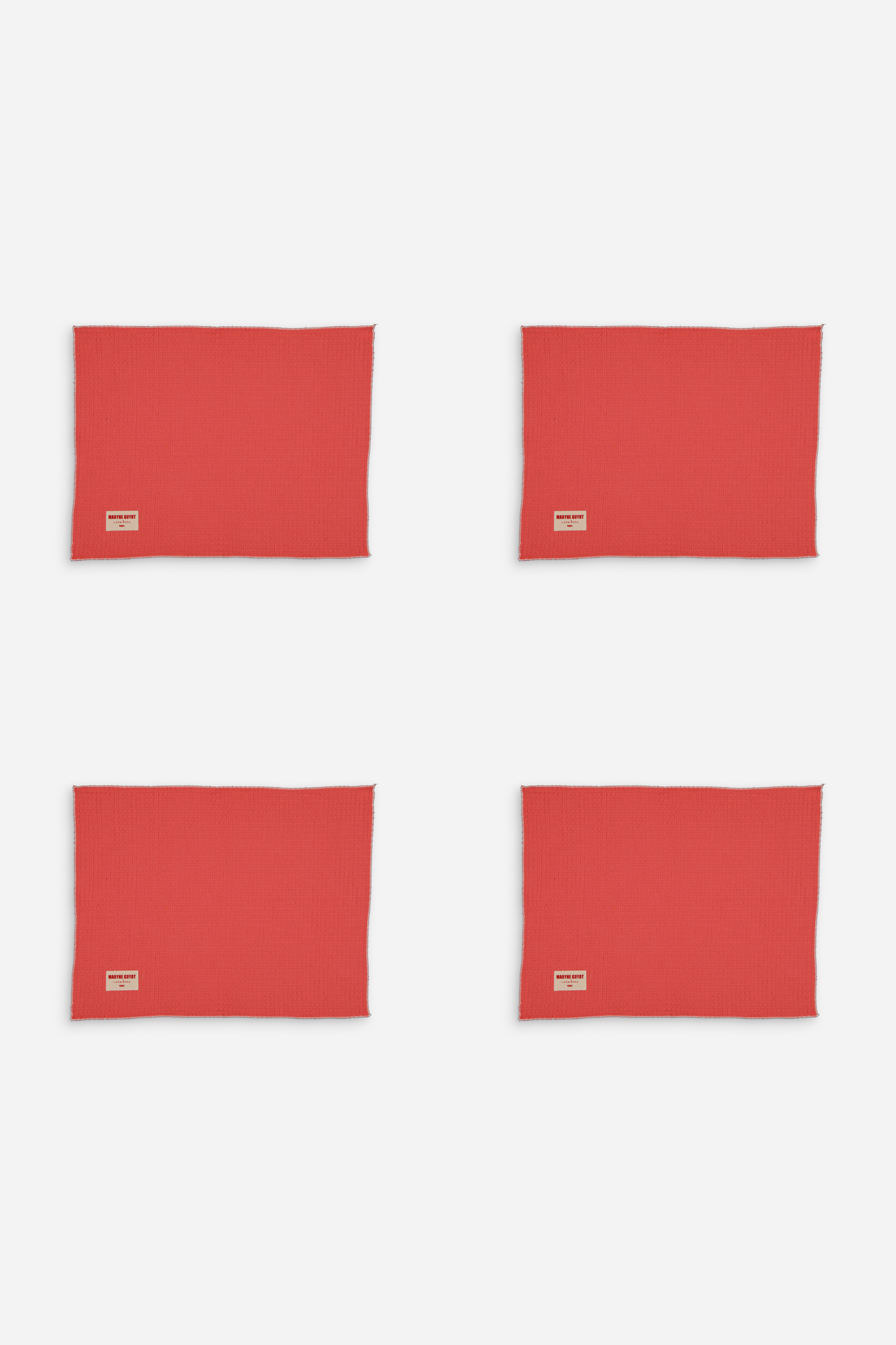Lot de 4 sets de table uni texturé - Gaufre corail
