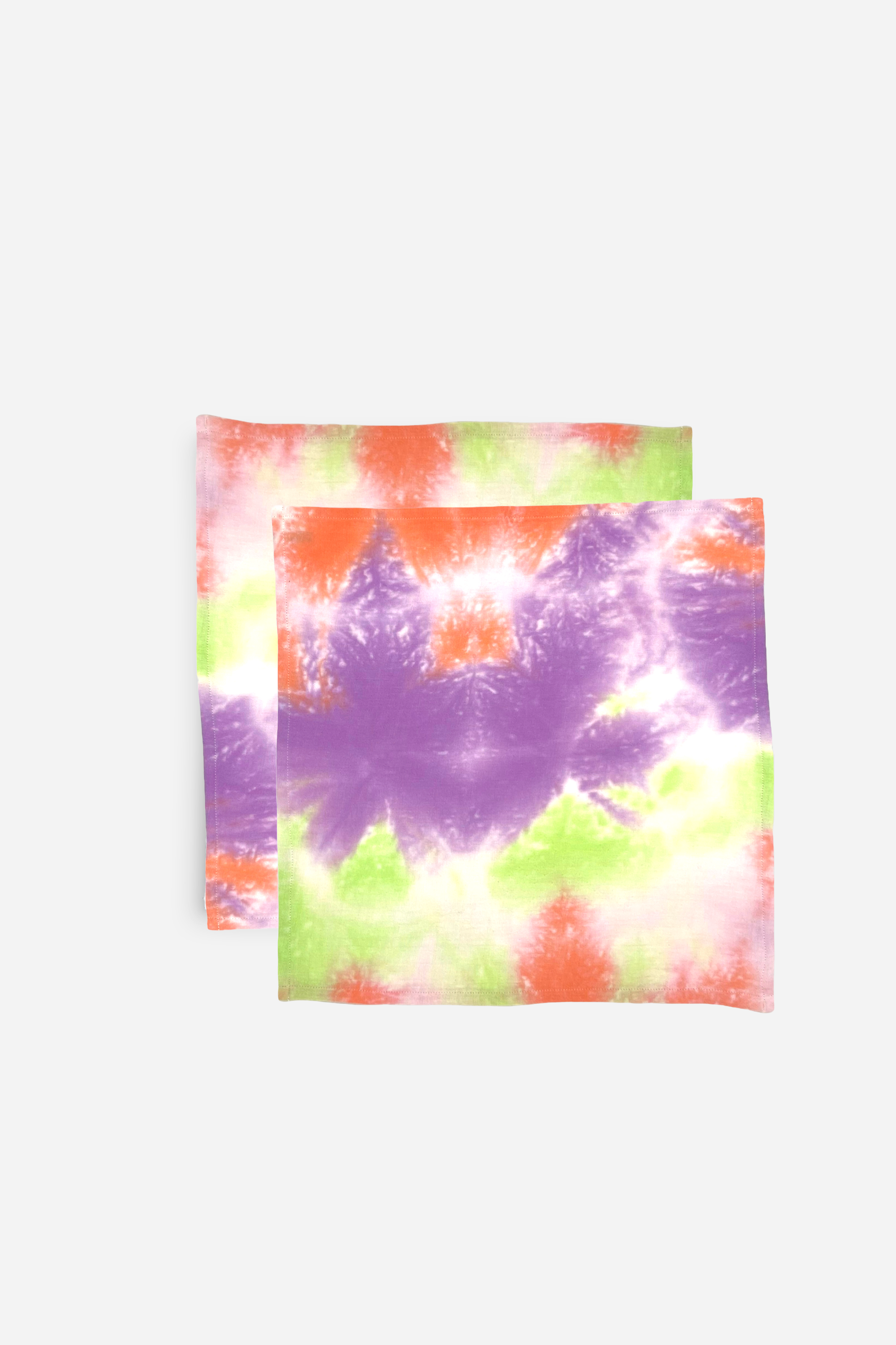Serviette de table tie and dye orange et vert - Lot de 2