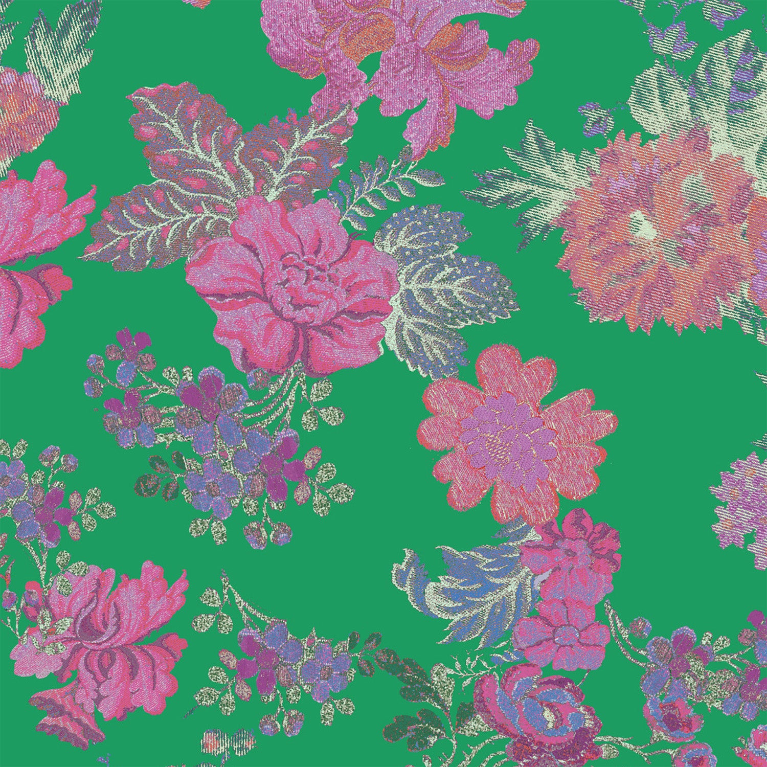 Motif fleur folk vert et rose Maryne Guyot créations