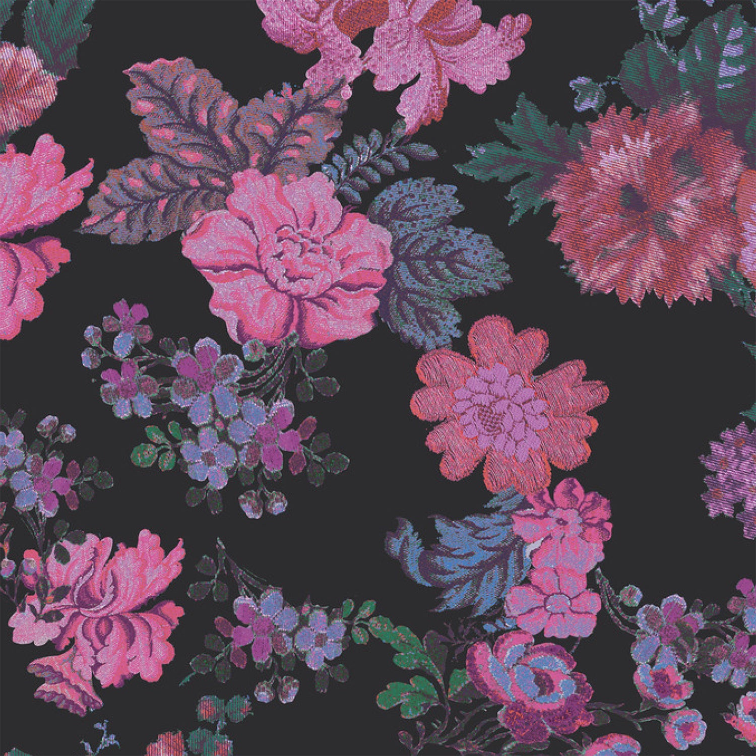 Motif fleur folk noir et rose Maryne Guyot créations