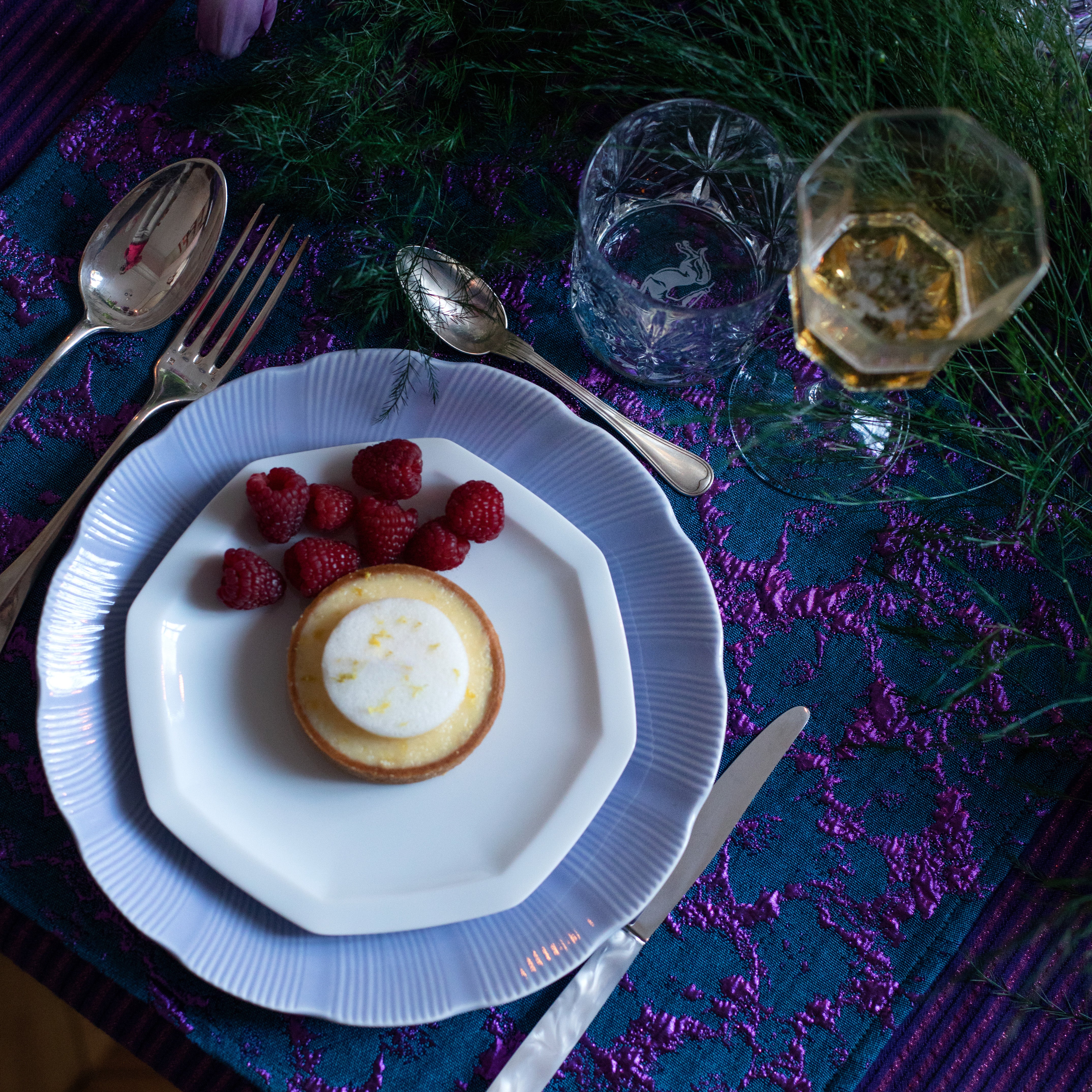 Set de table motif fleuri bleu électrique et violet Cosmic Bleu - Lot de 2