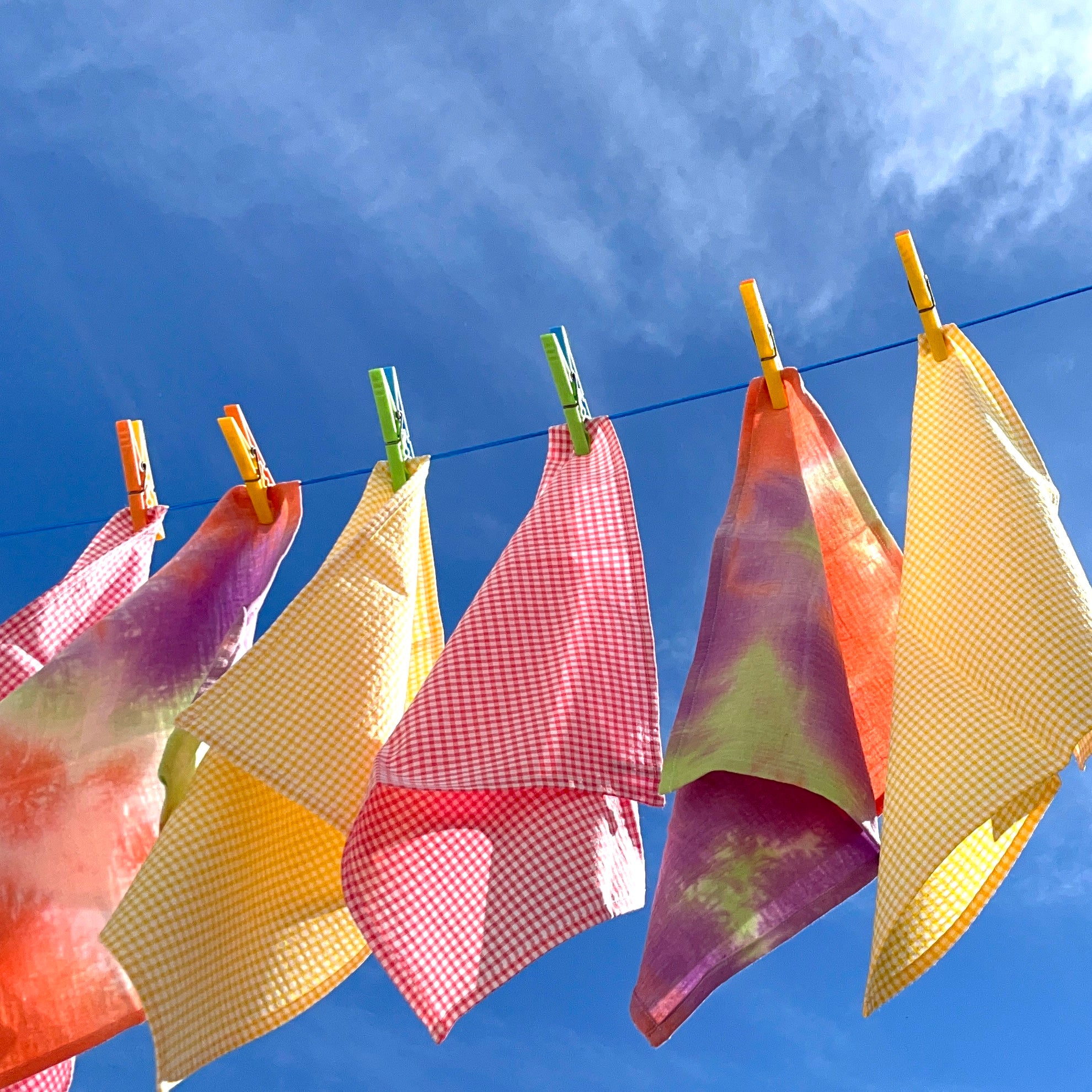 Serviette de table tie and dye orange et vert - Lot de 2