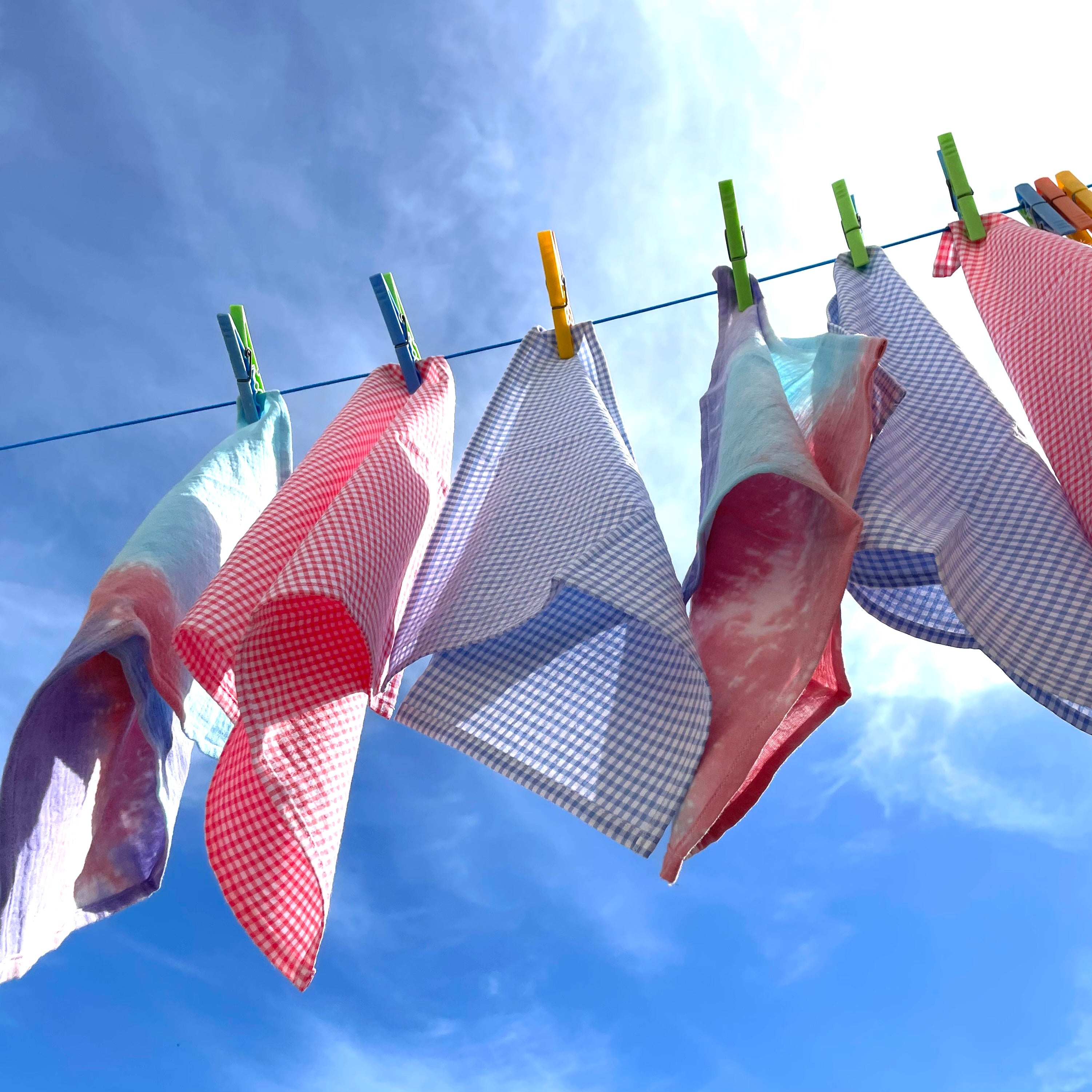 Lot de 4 serviettes de table petit vichy bleu ciel