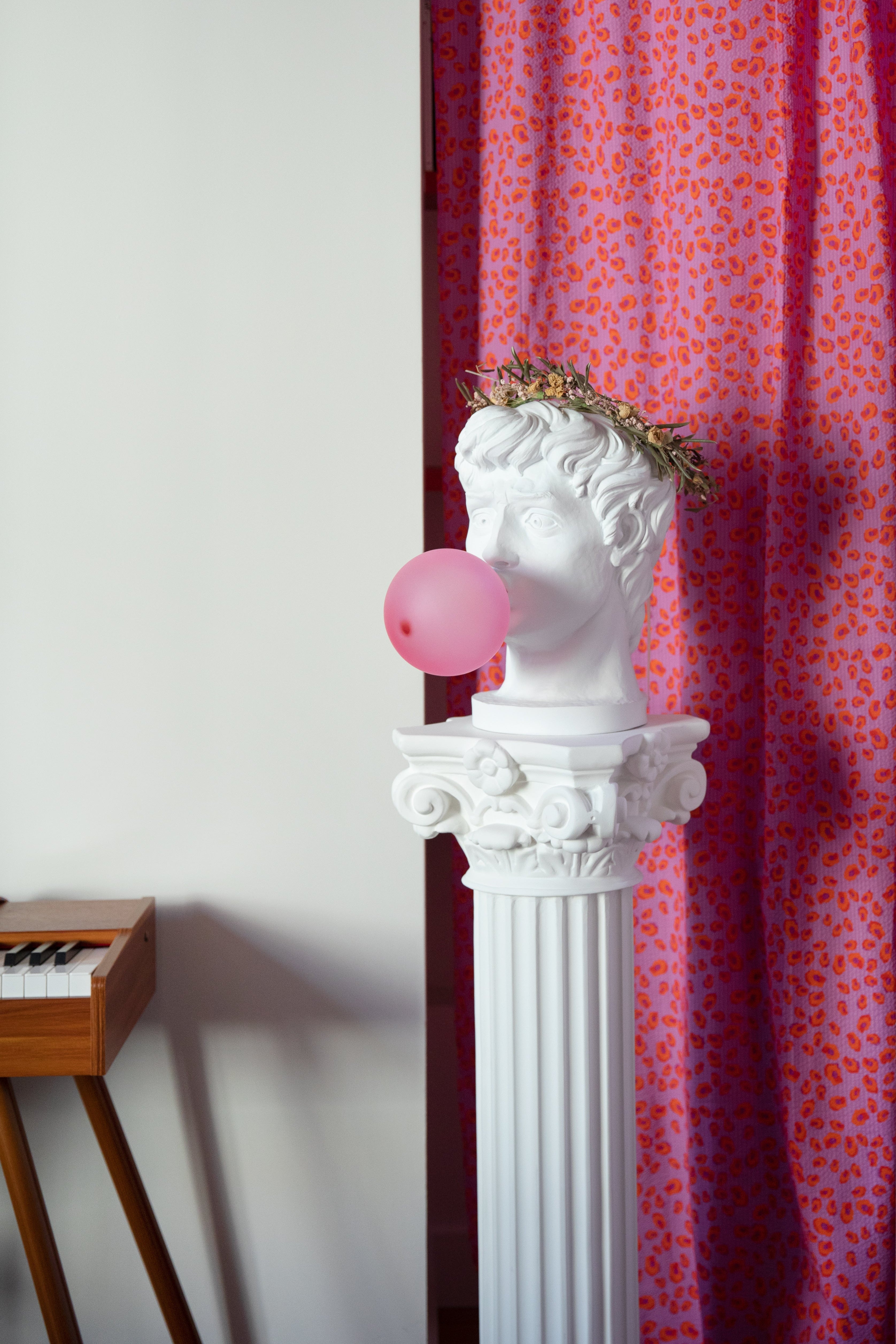 Rideau imprimé motif iconique léopard rose, violet et orange - LOUISE