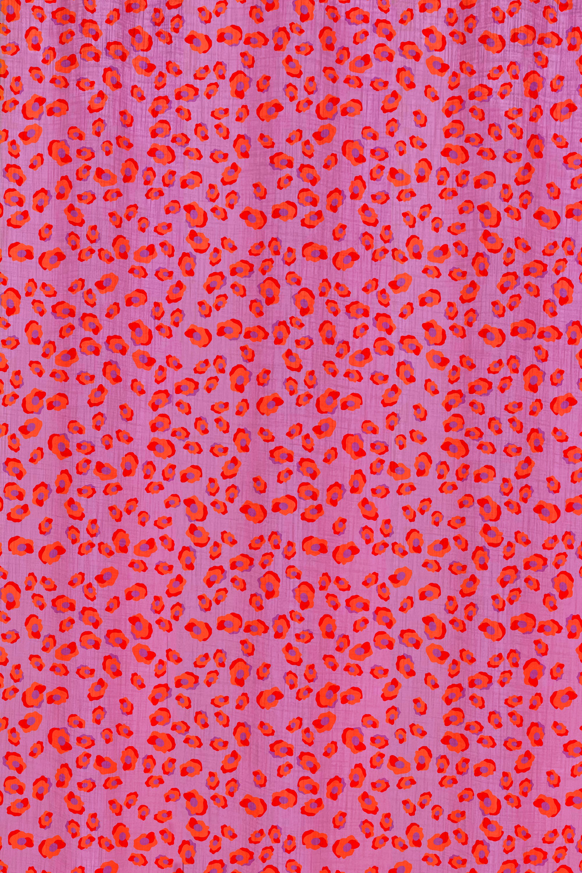 Rideau imprimé motif iconique léopard rose, violet et orange - LOUISE