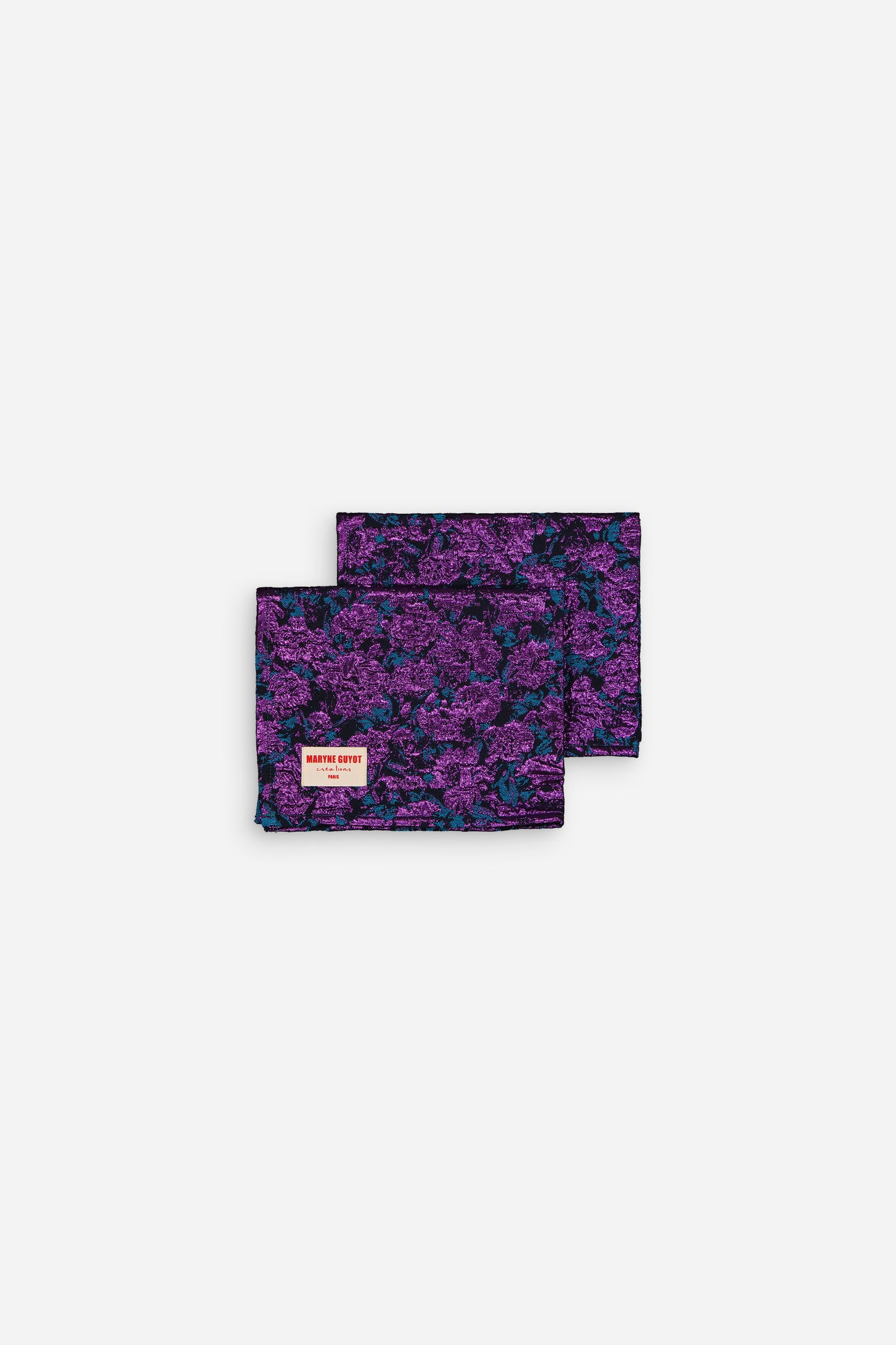 Set de table motif fleuri bleu électrique et violet Cosmic Purple - Lot de 2