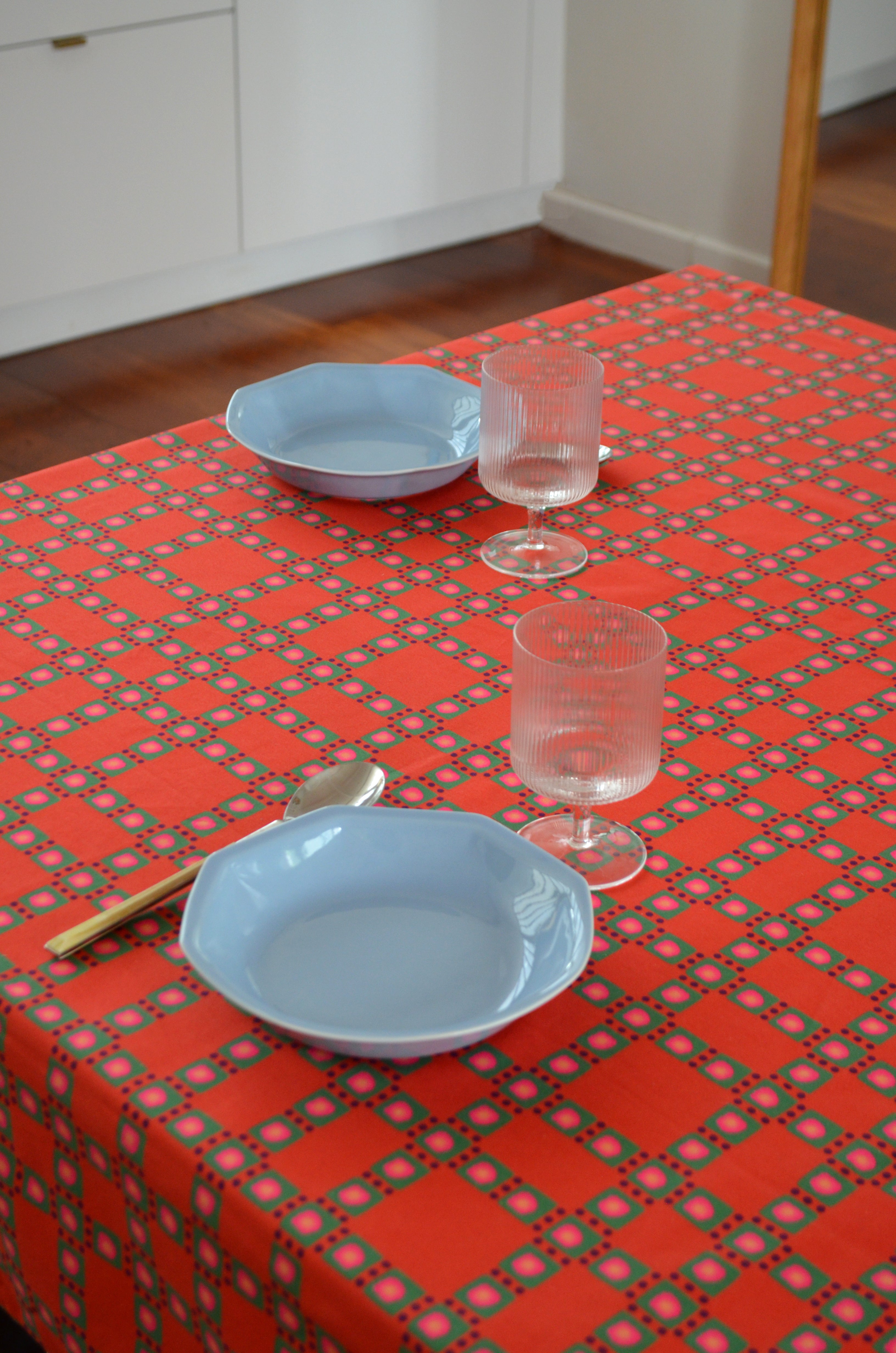 Précommande - Nappe motif vichy vintage 100% coton