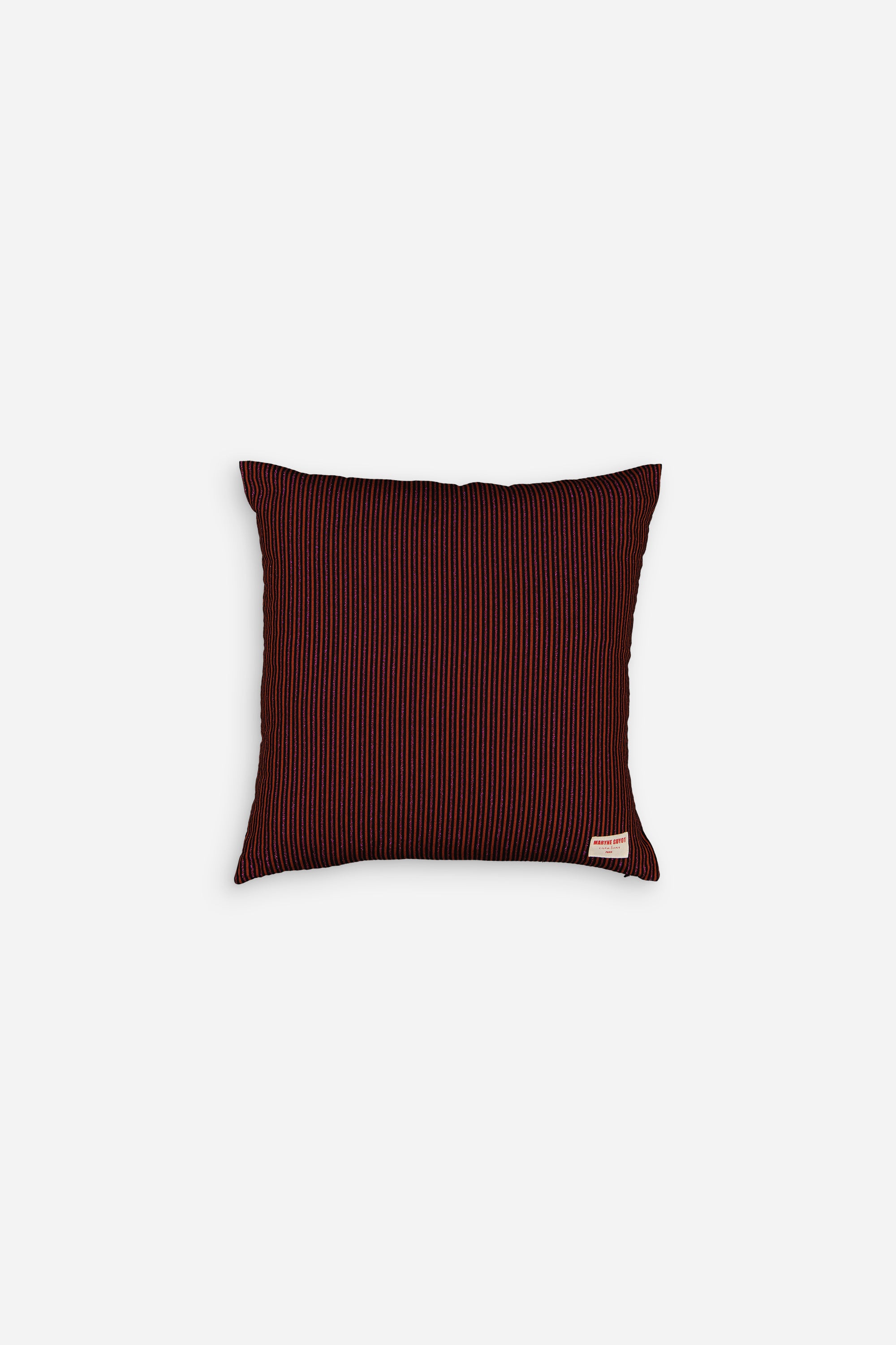 Coussin rouille et lignes irisées rose - ARMAND