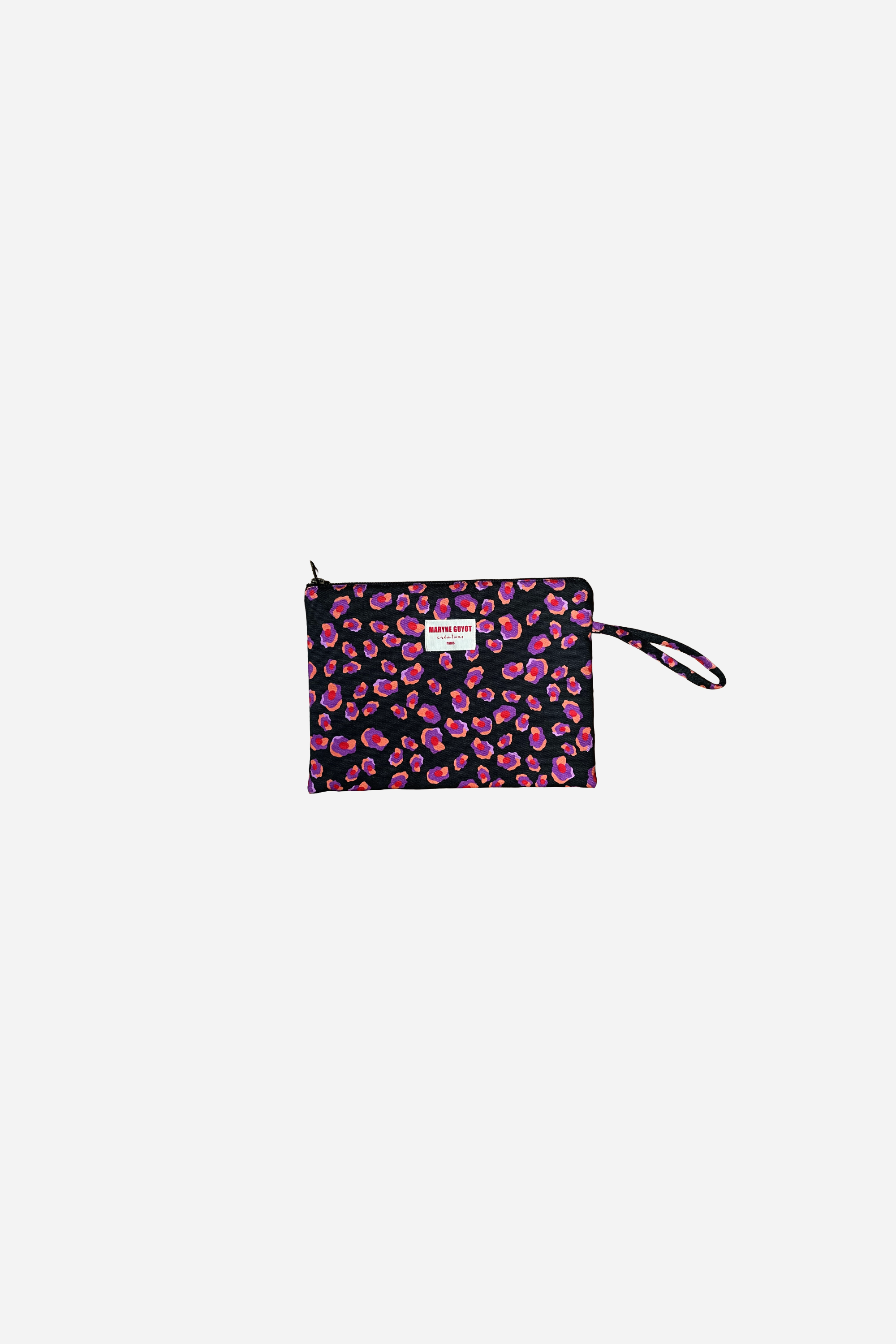 Trousse plate motif léopard noir