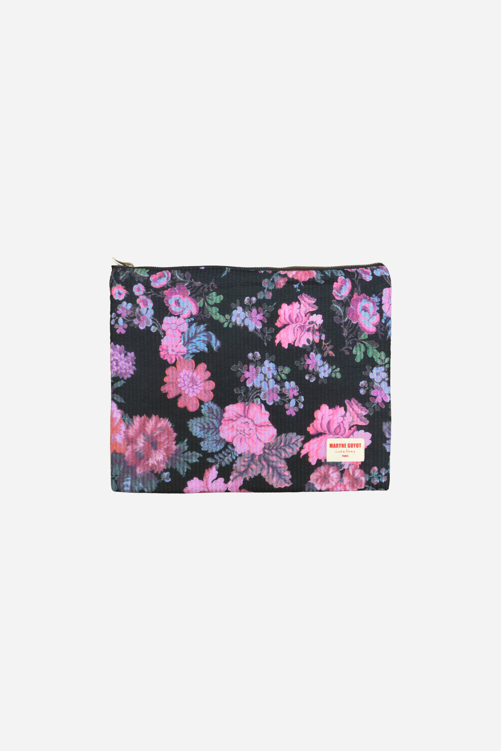 Housse ordinateur motif fleurs folk rose