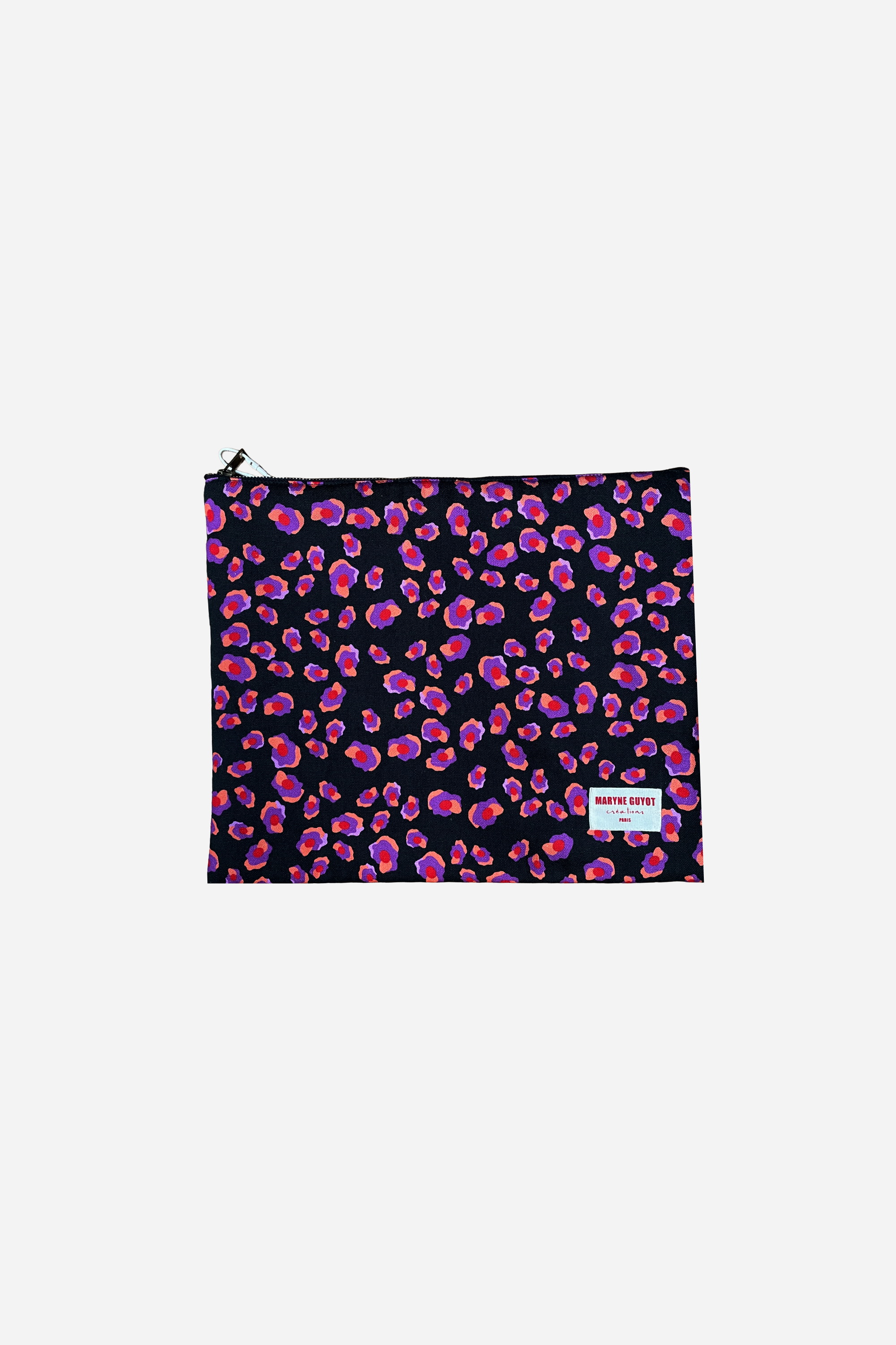 Housse ordinateur motif léopard noir