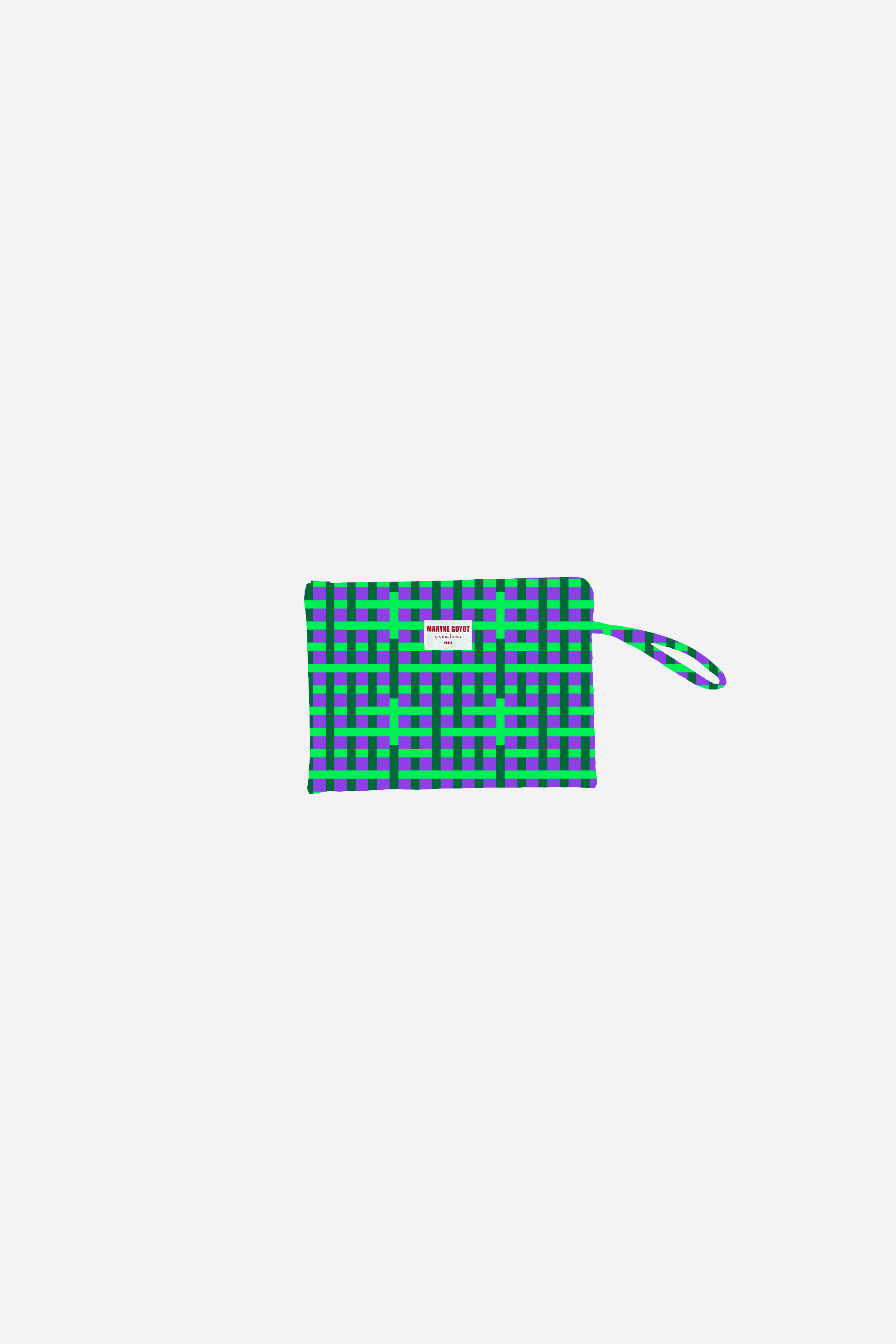 Trousse plate motif carreaux néon