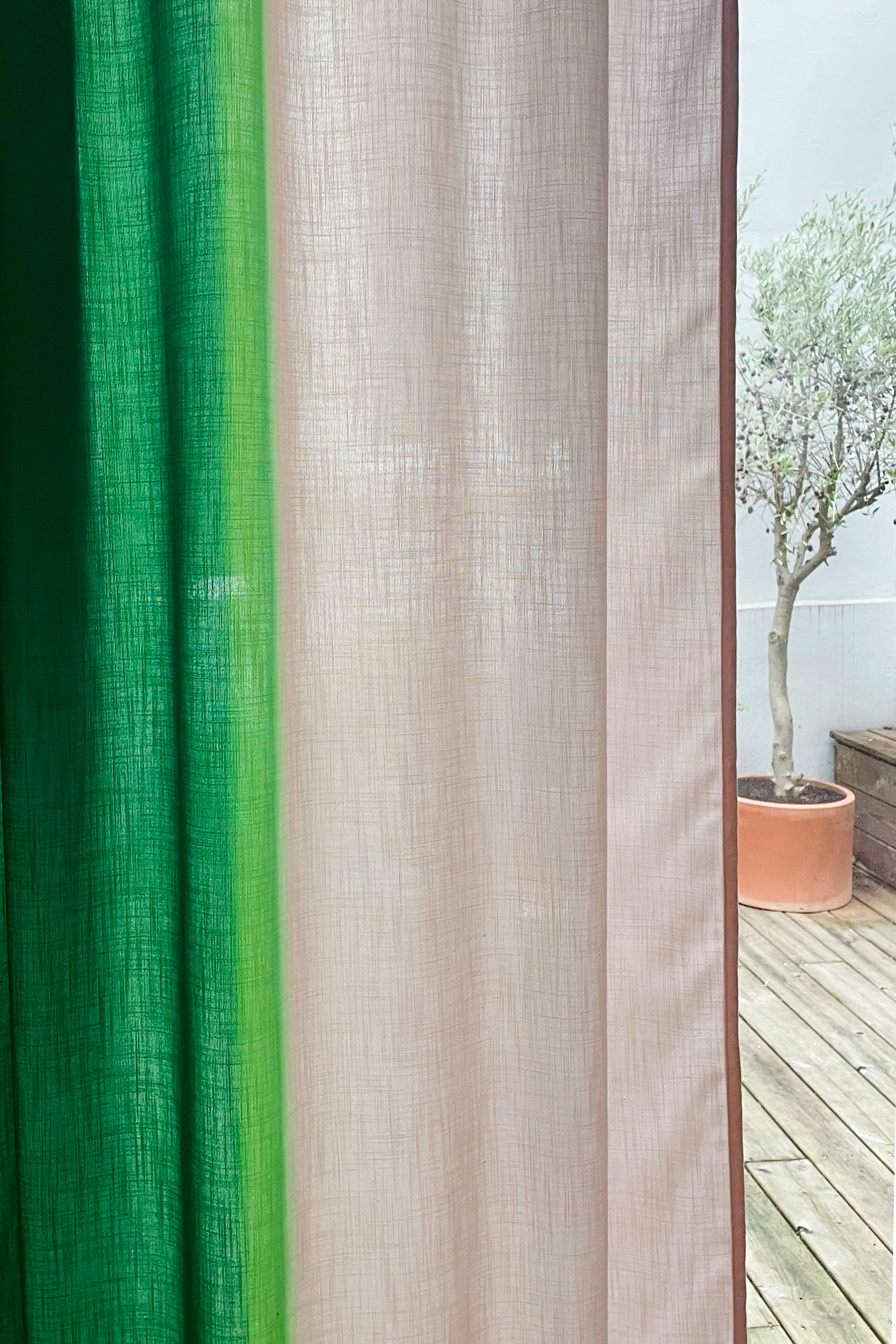 Rideau imprimé motif Gradient vert gauche - ARMANCE