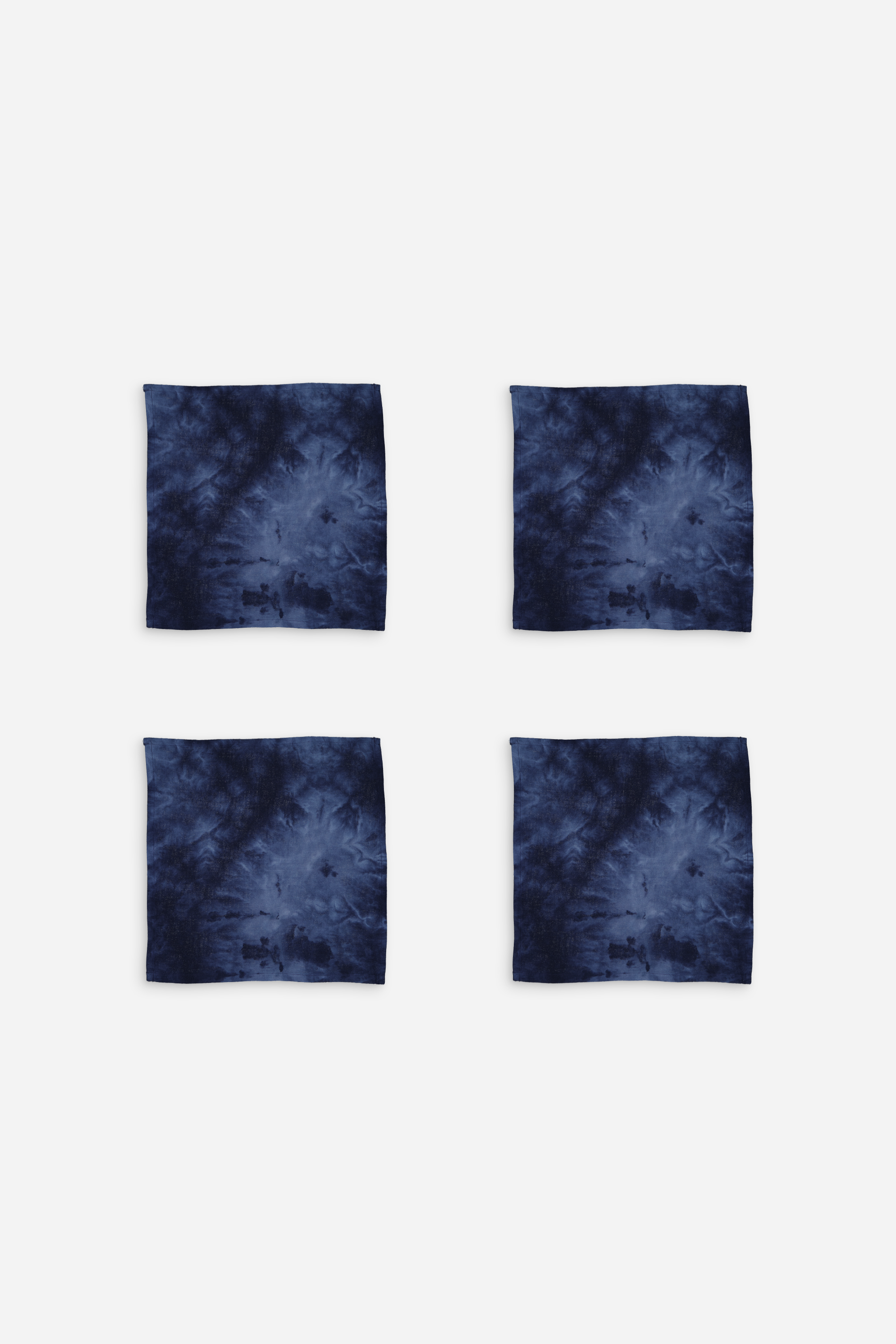 Lot de 4 serviettes tie and dye bleu marine en coton