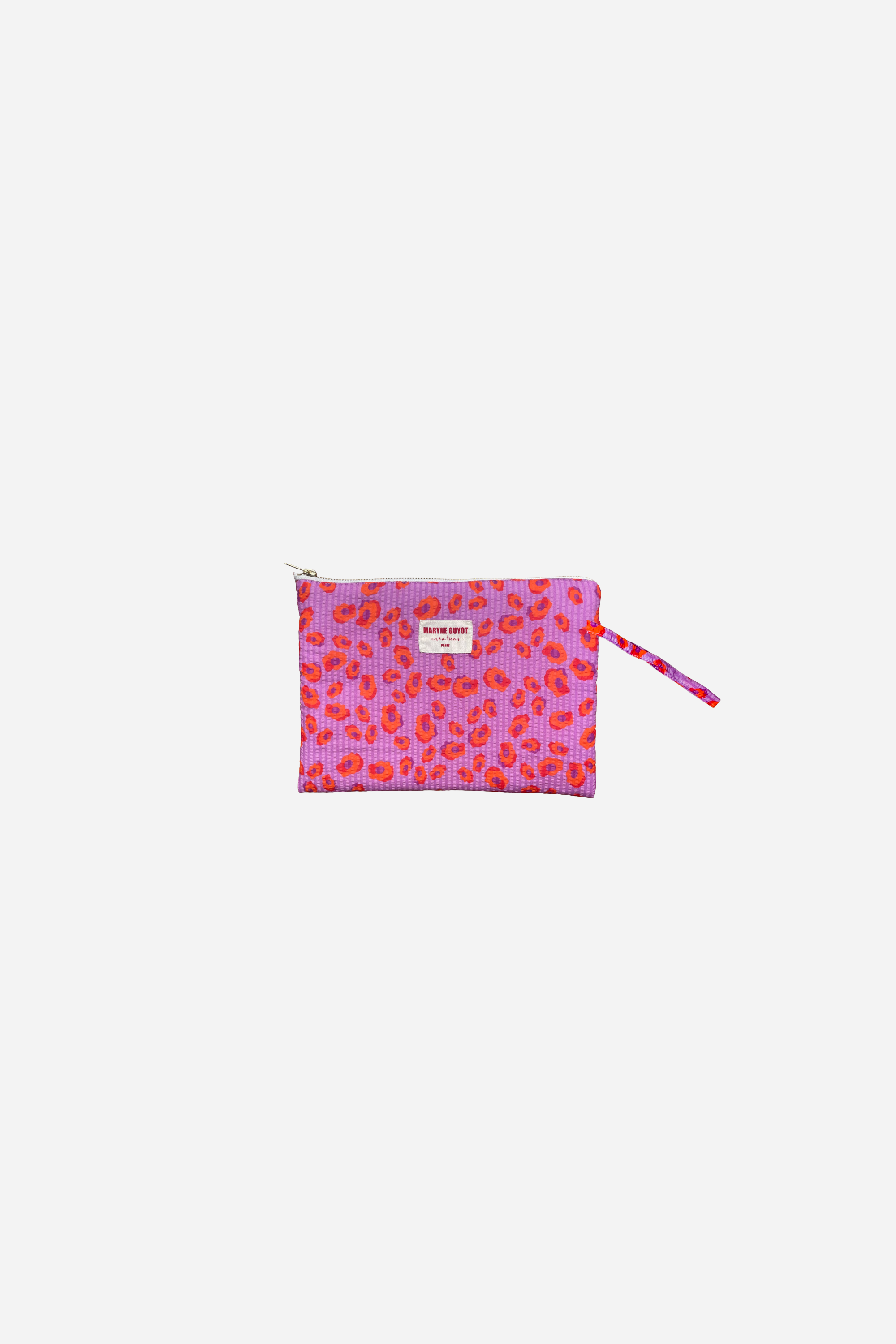Trousse plate motif léopard violet