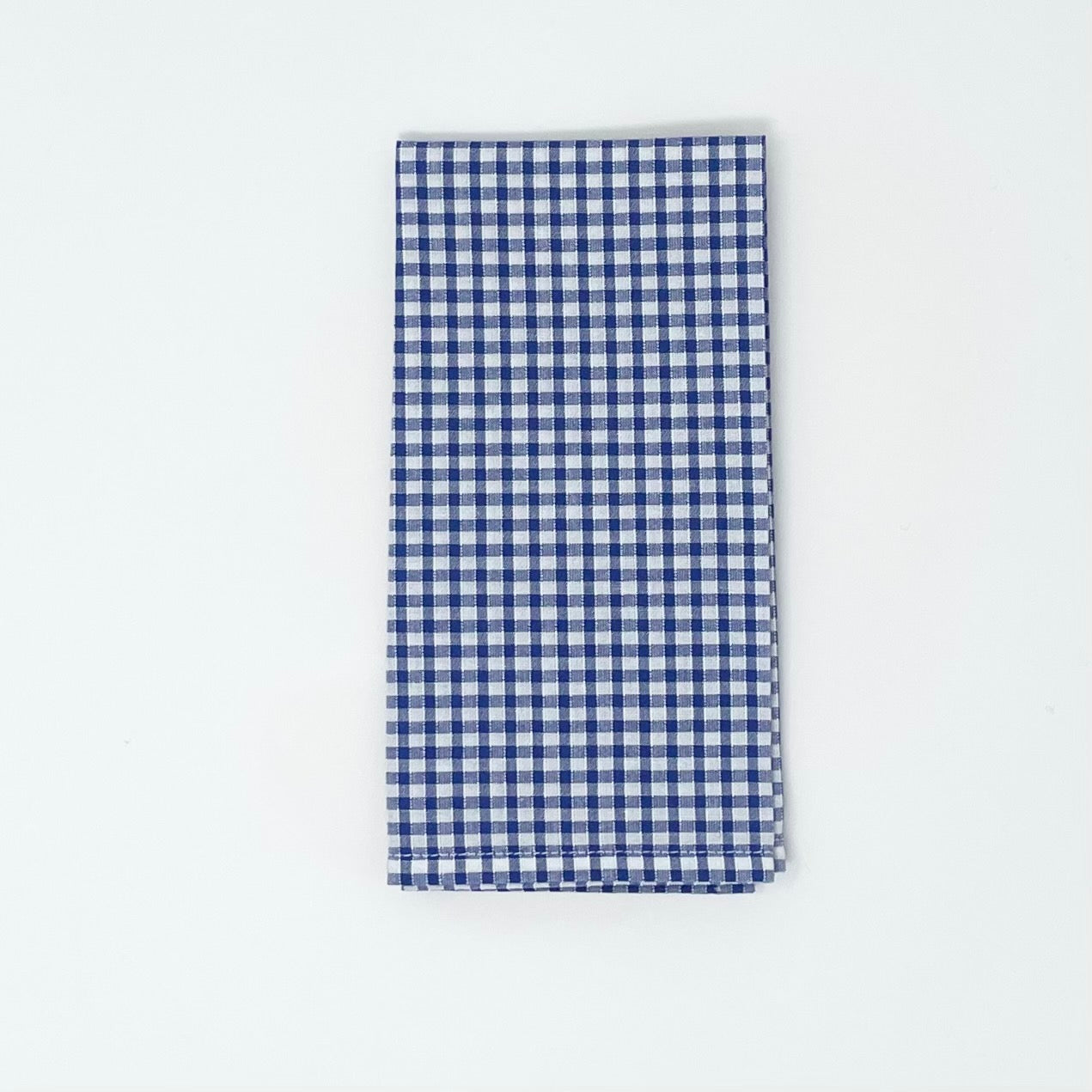 Lot de 10 serviettes de table petit vichy bleu en coton - Bleuet