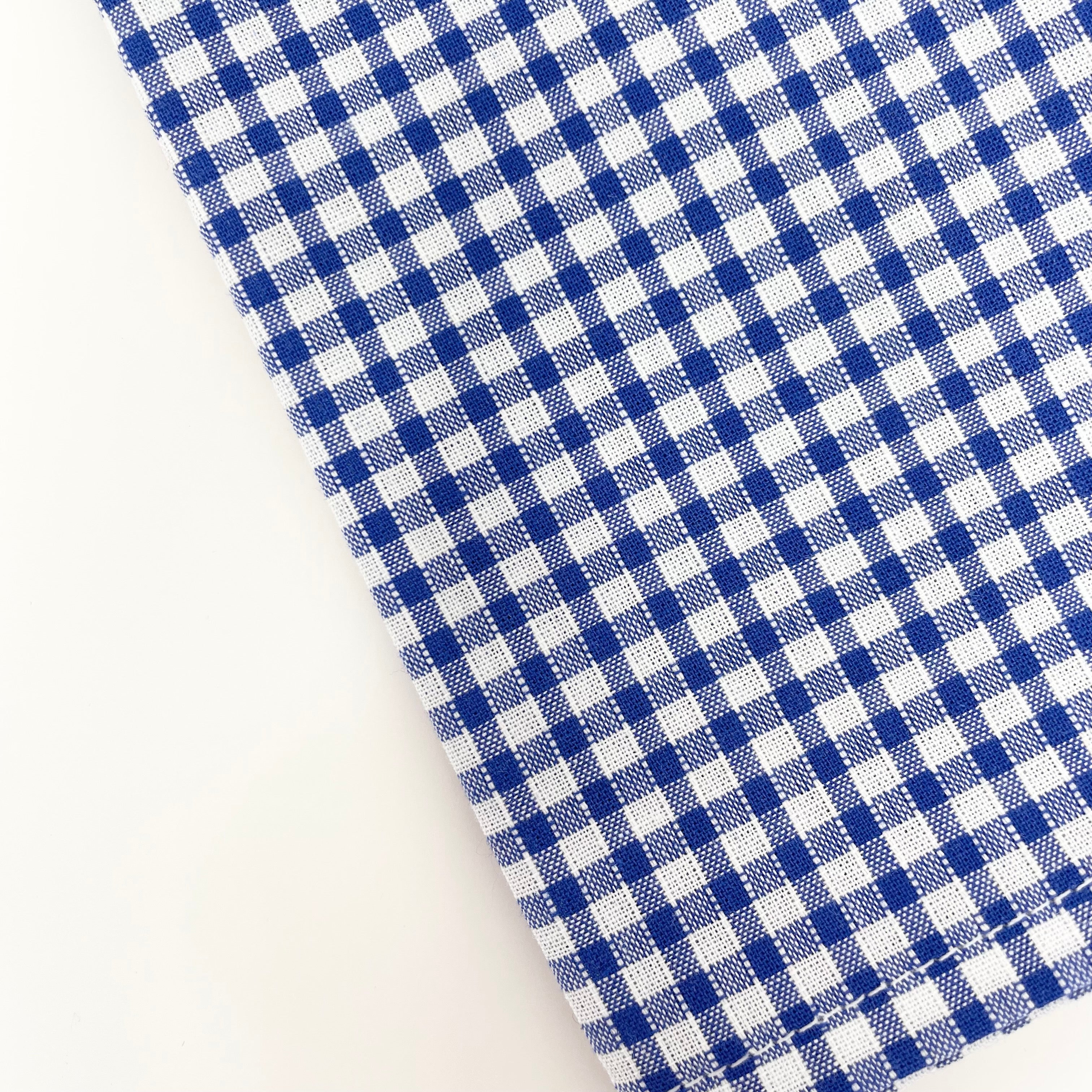 Lot de 10 serviettes de table petit vichy bleu en coton - Bleuet