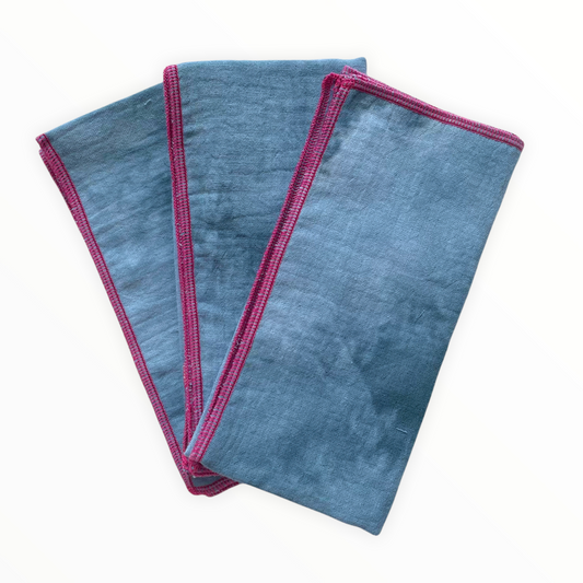 Lot de 10 serviettes de table tie and dye bleu en gaze de coton - Indigo