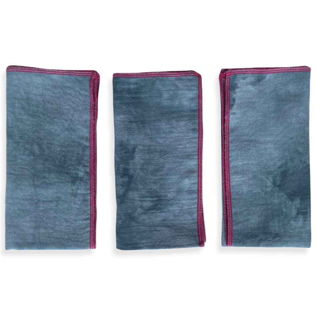 Lot de 10 serviettes de table tie and dye bleu en gaze de coton - Indigo